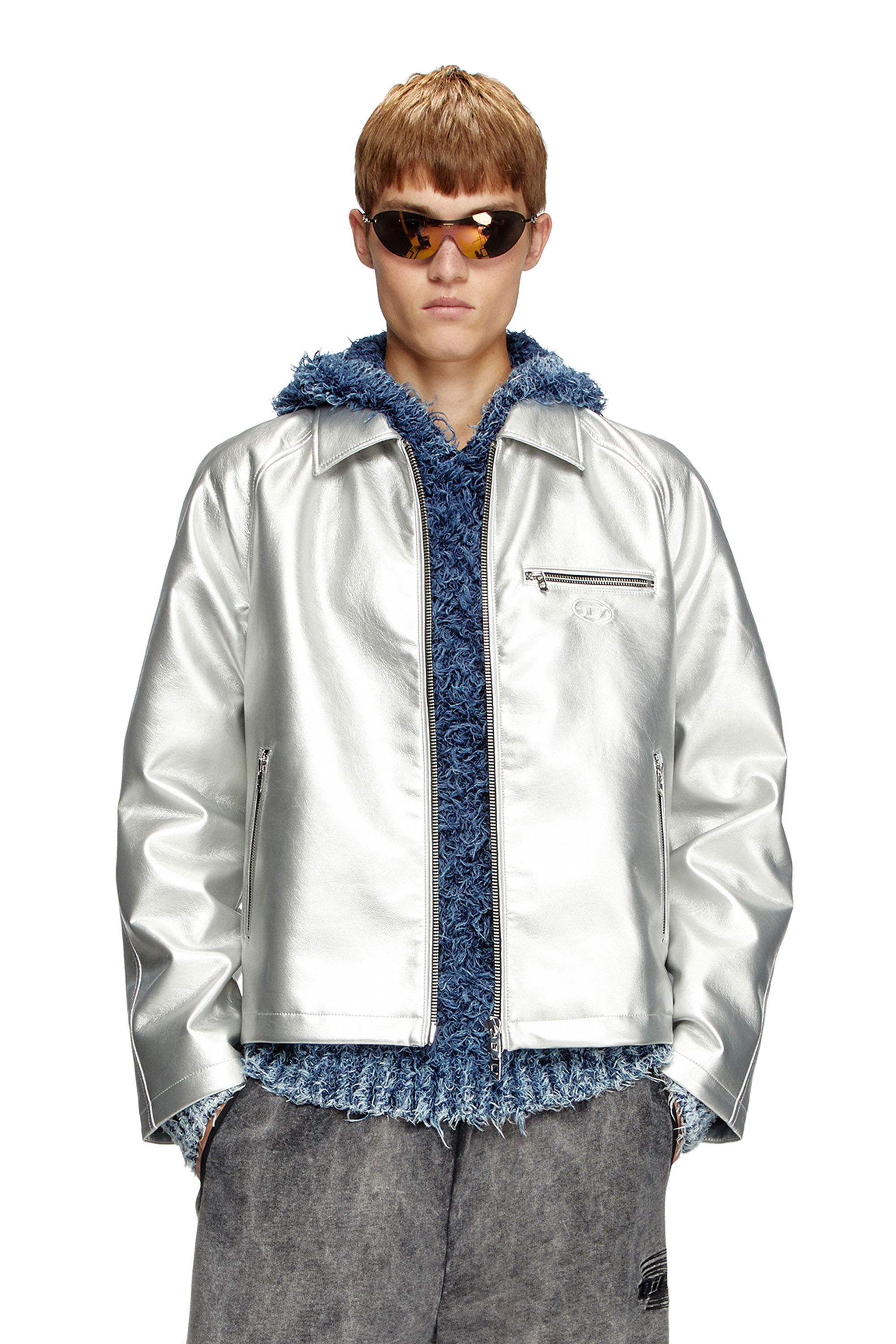 Diesel - J-THOME, Unisex's Metallic coach jacket in シルバー - 2