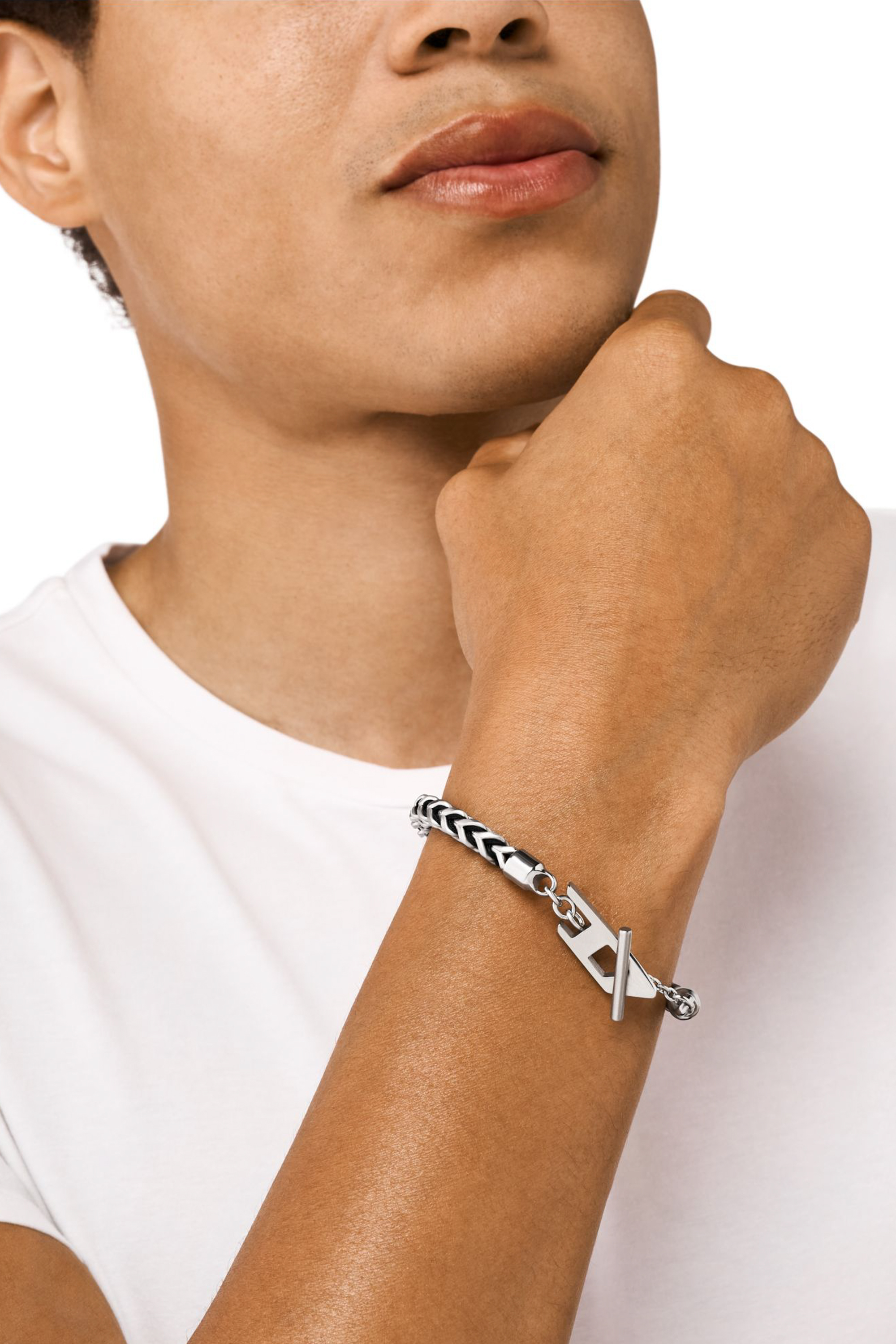 Diesel - DX1540040, Unisex's Stainless Steel Woven Chain Bracelet in シルバー - 3