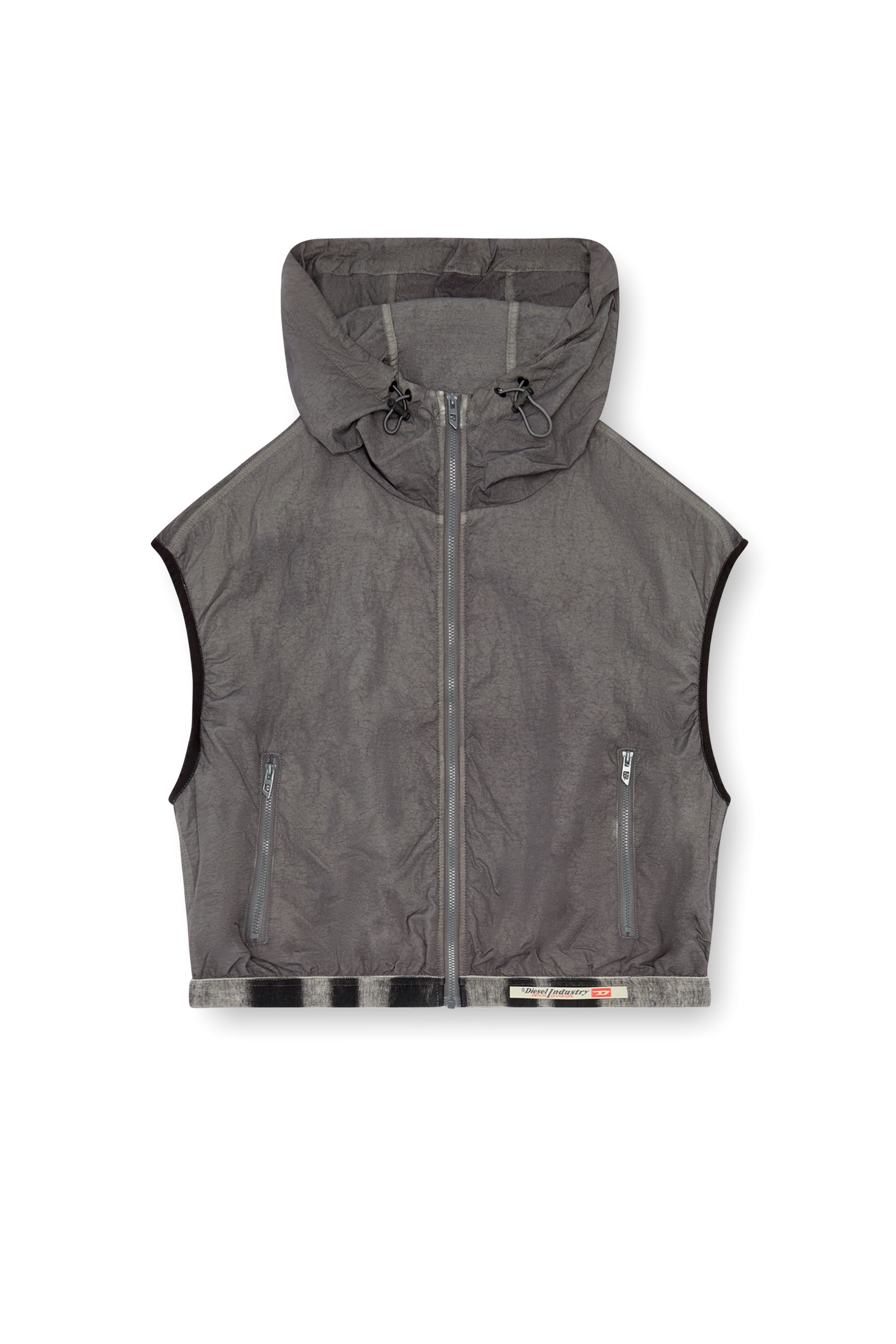 Diesel - G-RANT, Female Hooded vest in recycled nylon in グレー - Image 3