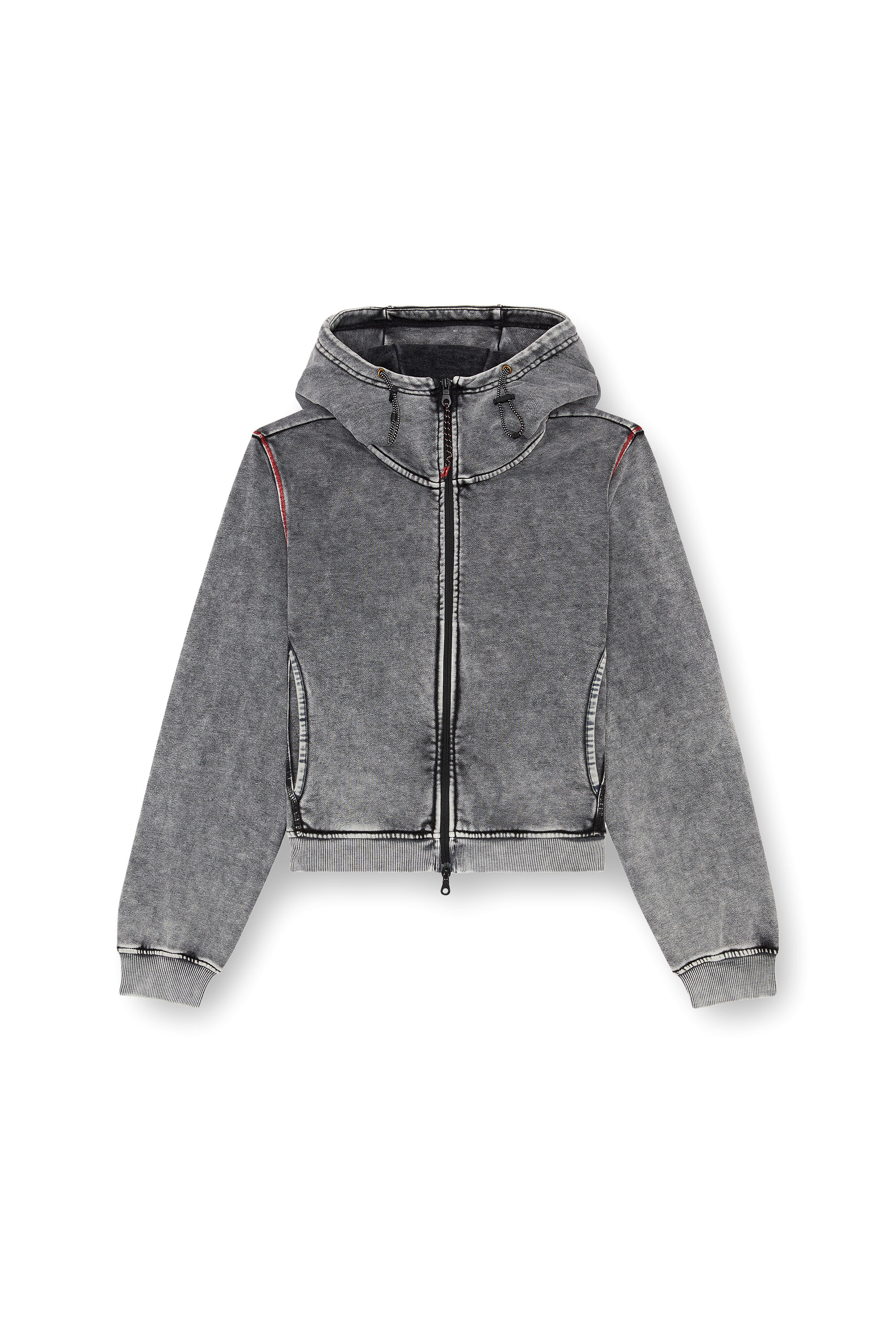 Diesel - AWST-ABIRA-HT44, Female Faded hoodie with zip back in グレー - Image 3