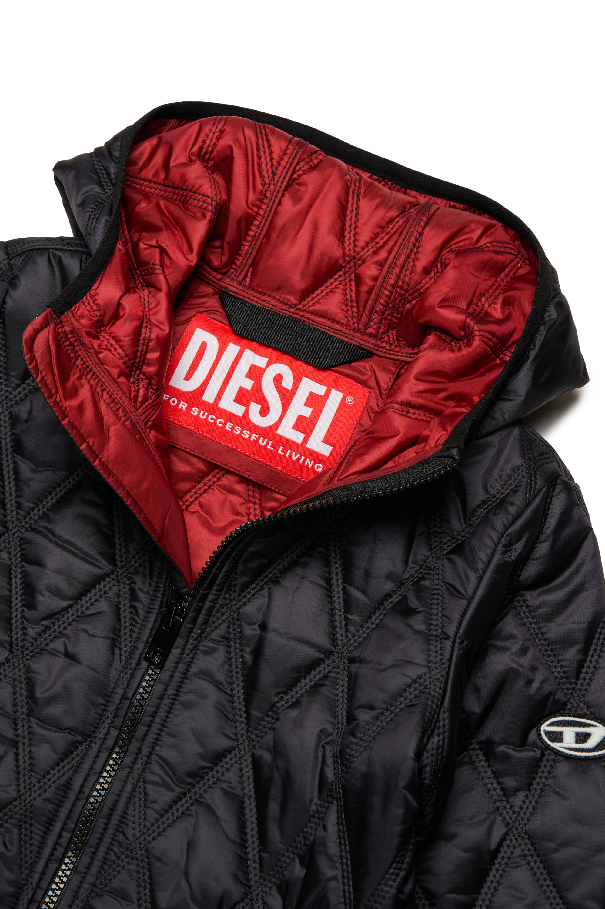Diesel - JFOKKER, Unisex Hooded quilted nylon jacket in ブラック - Image 3