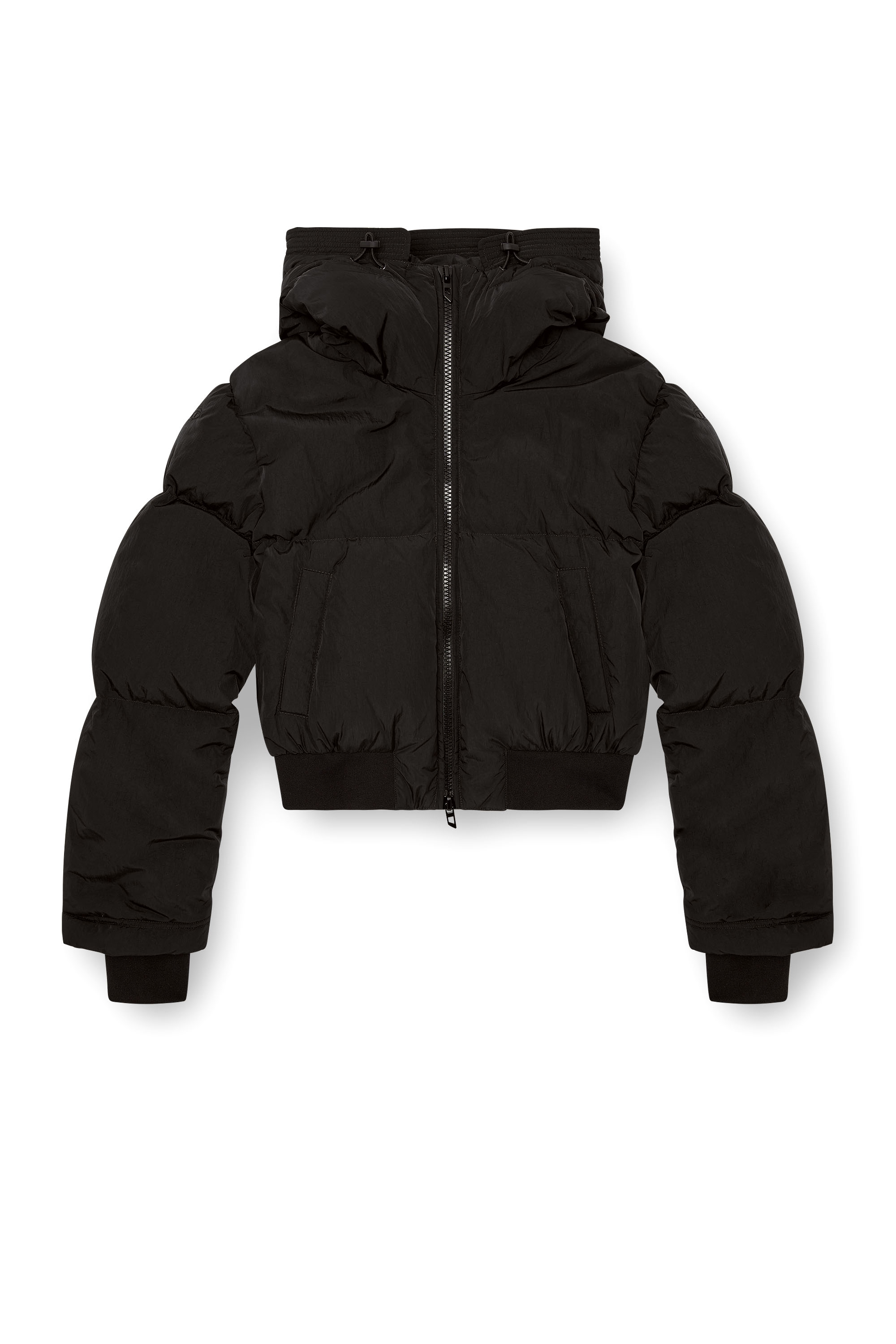 Diesel - W-PEYT-SHORT-NEW-P1, Female's Hooded down jacket in crinkled nylon in ブラック - 3