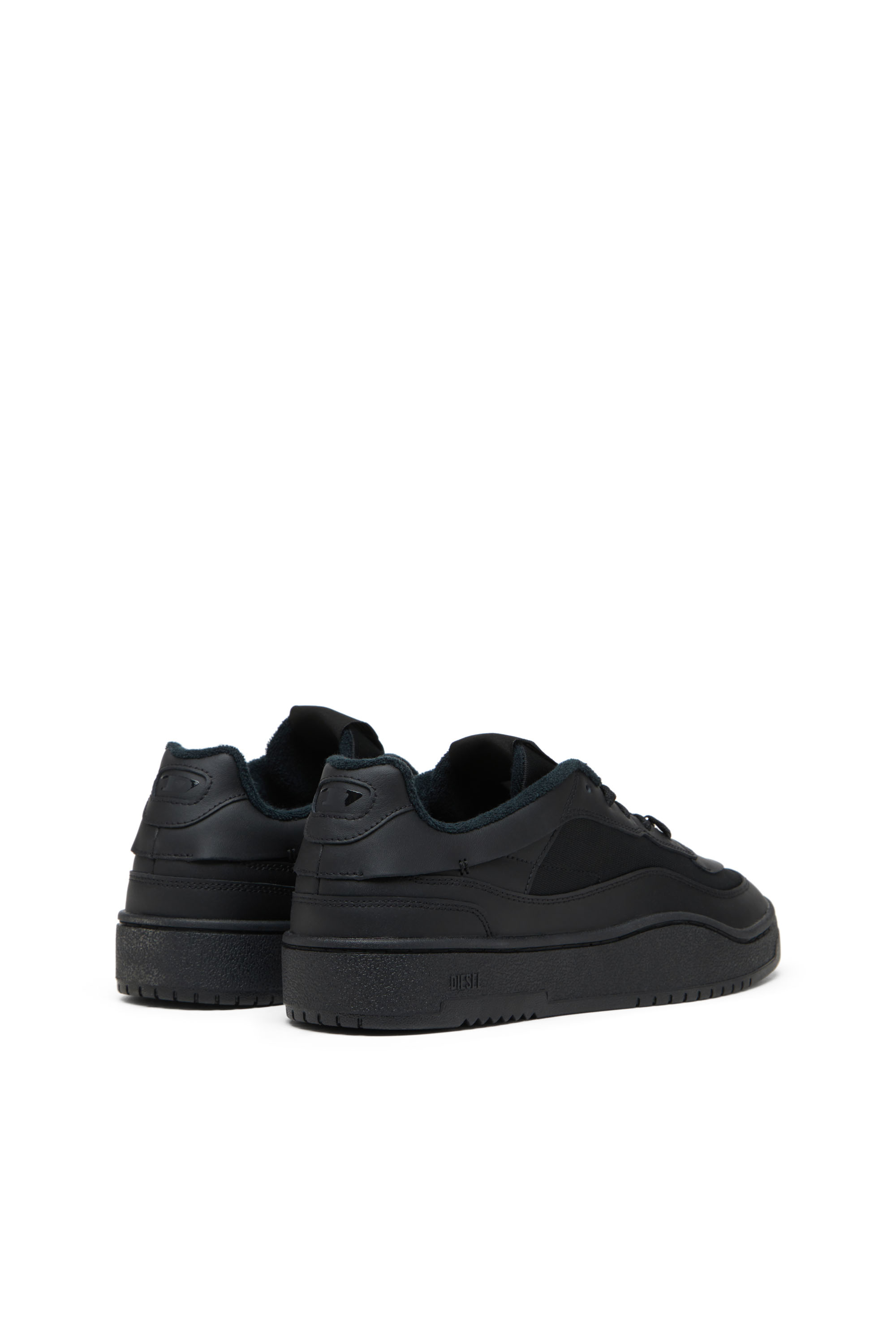 Diesel - S-OVAL SKATE LOW, Male's S-Oval Skate-Fabric-panelled leather sneakers in ブラック - 3