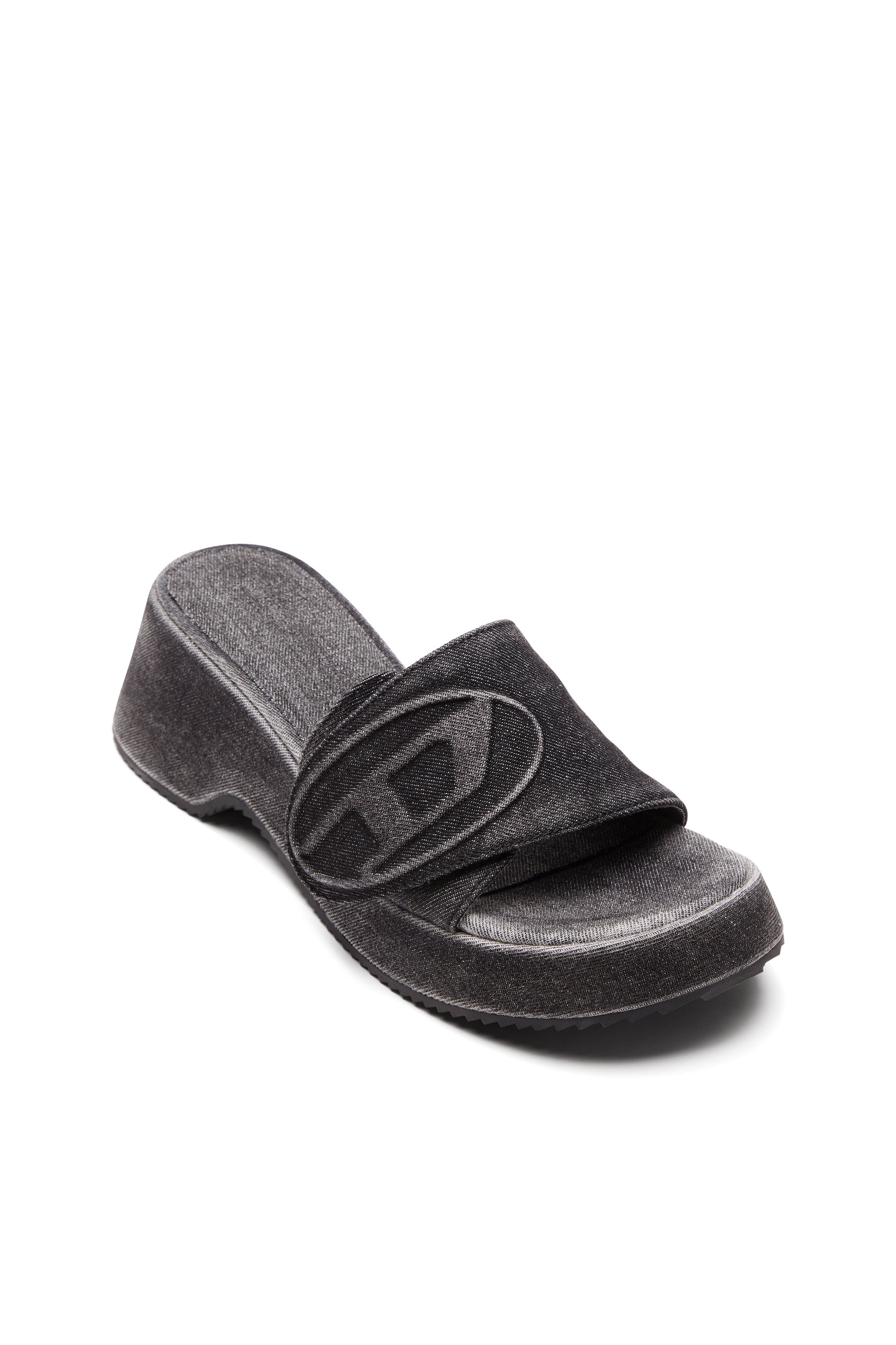 Diesel - SA-OVAL D PF W, Female's Sa-Oval D-Denim slide sandals with Oval D strap in ブラック - 6