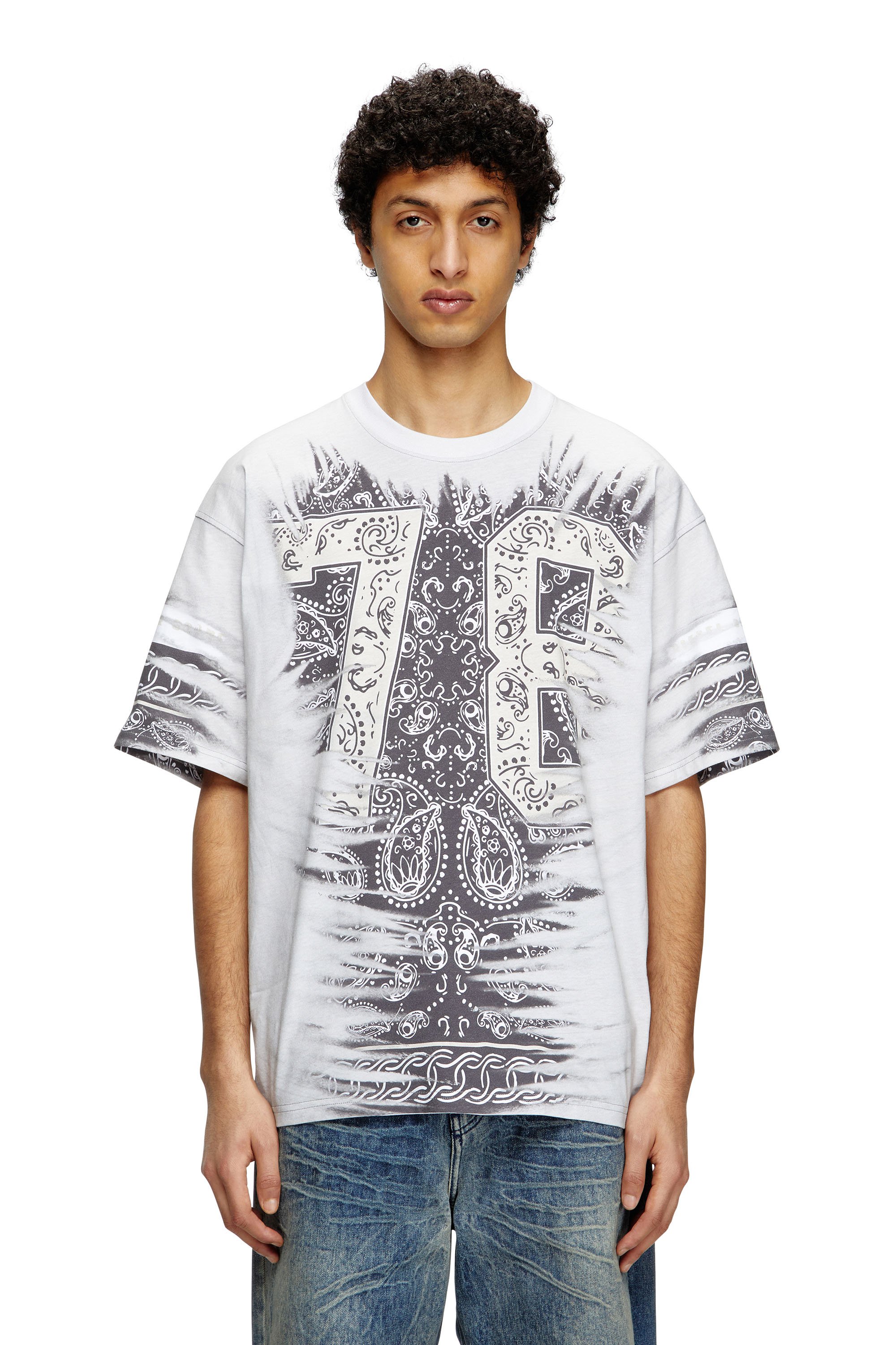 Diesel - T-BOXT-78-R1, Male's T-shirt with 78 bandana print in ホワイト - 1