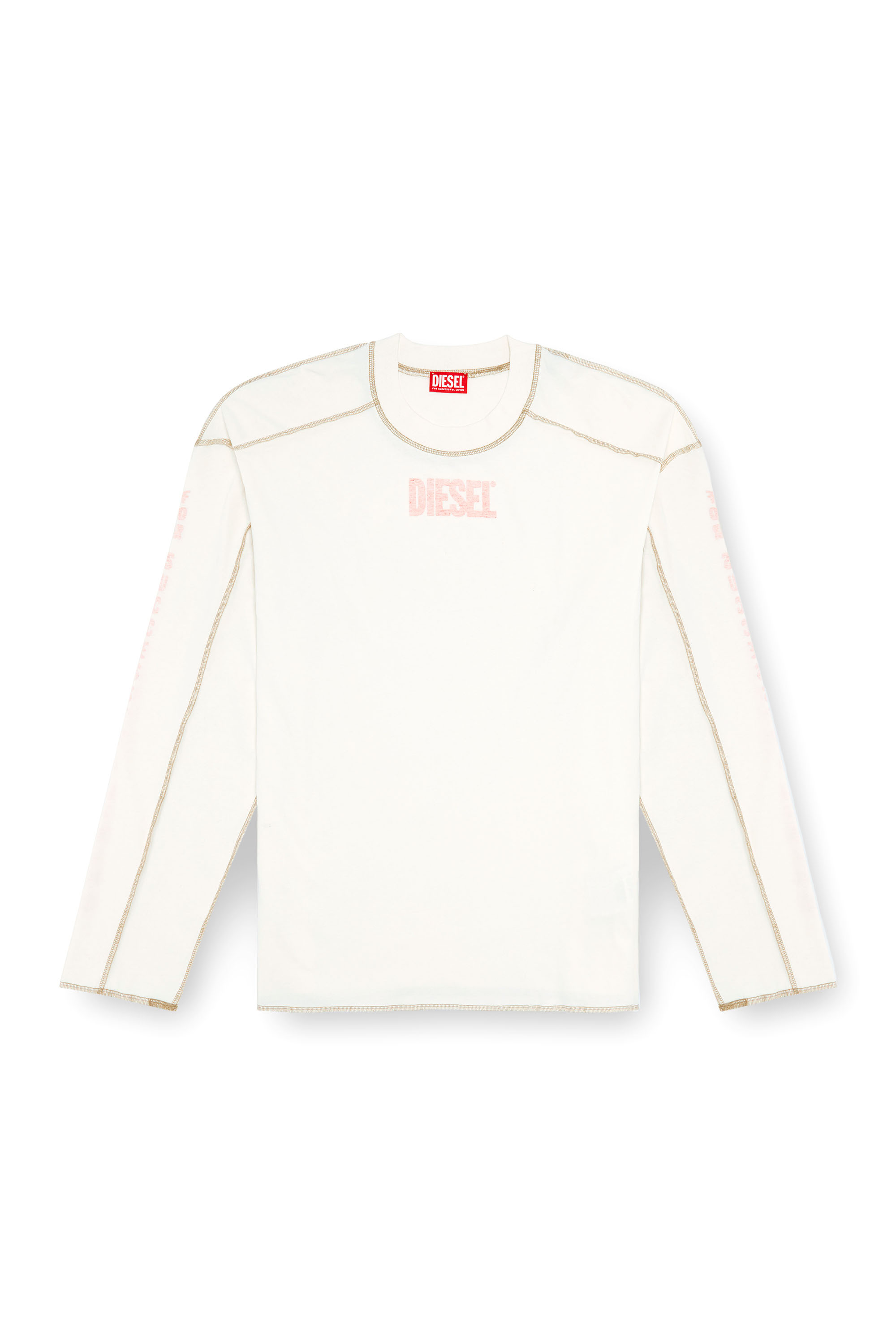 Diesel - T-CRAOR-LS, Male's Long-sleeve T-shirt with inside-out effect in ホワイト - 3