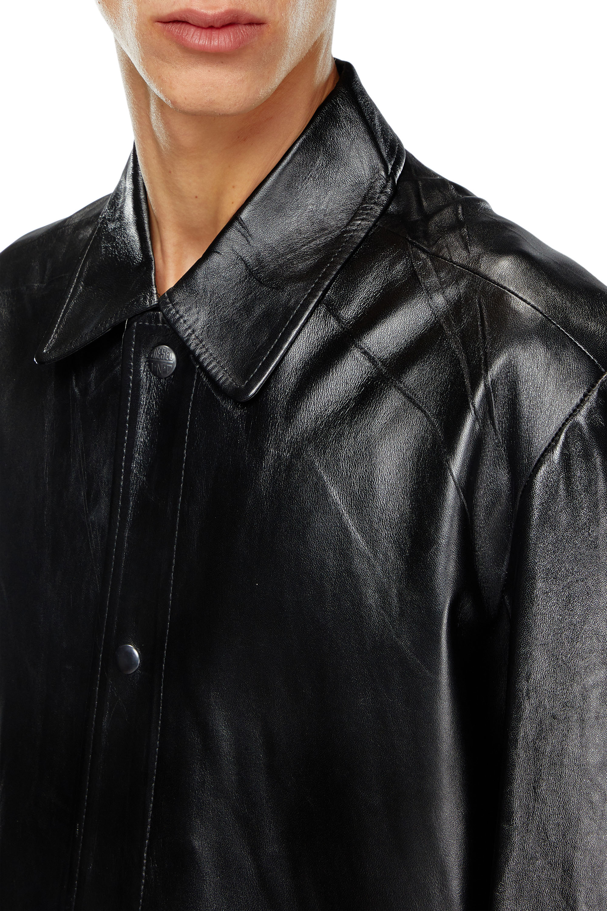 Diesel - L-CORDIER, Male Coated leather coat in ブラック - Image 5