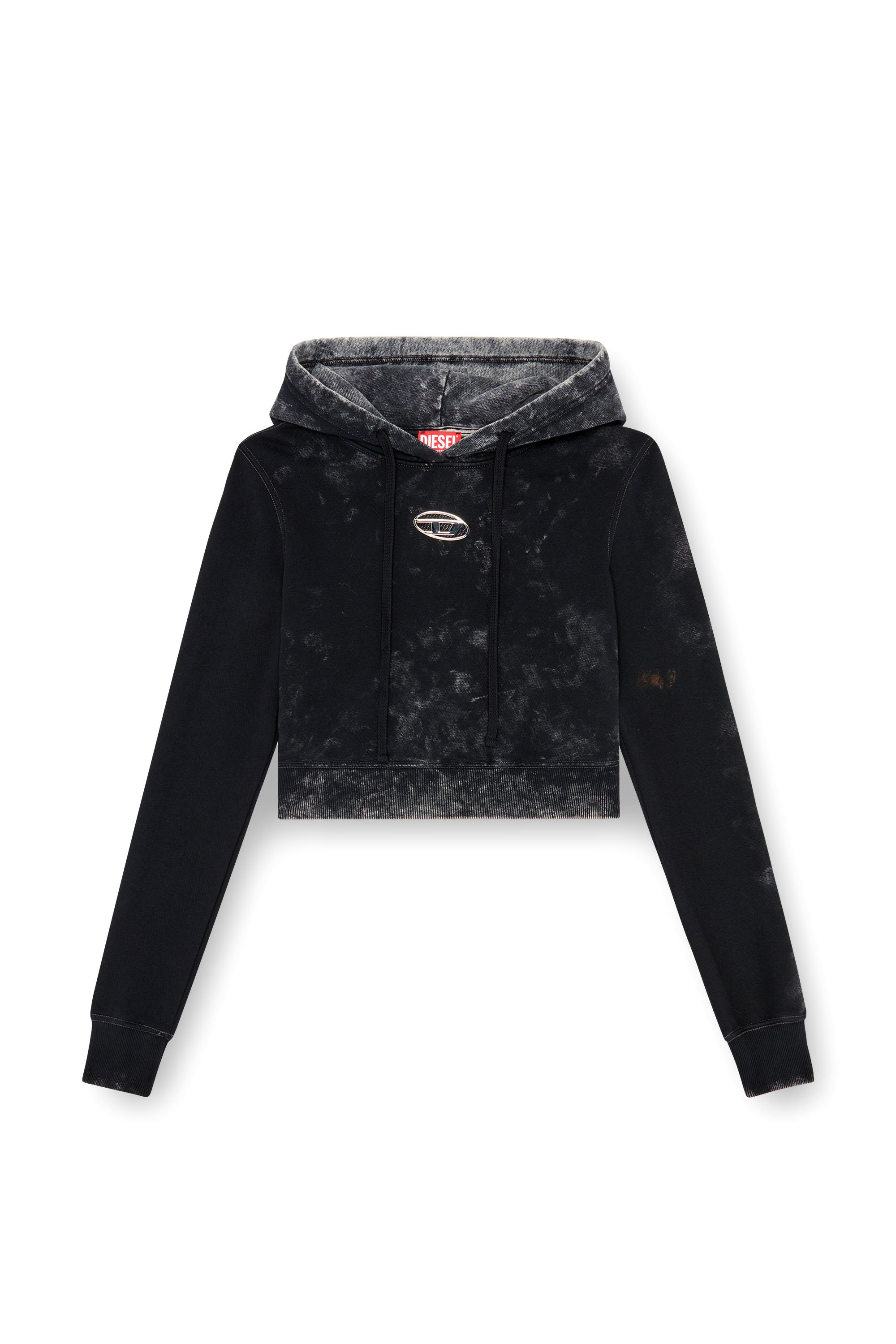 Diesel - F-SLIMMY-HOOD-P5, Female's Faded cut-out hoodie with metal logo in ブラック - 3