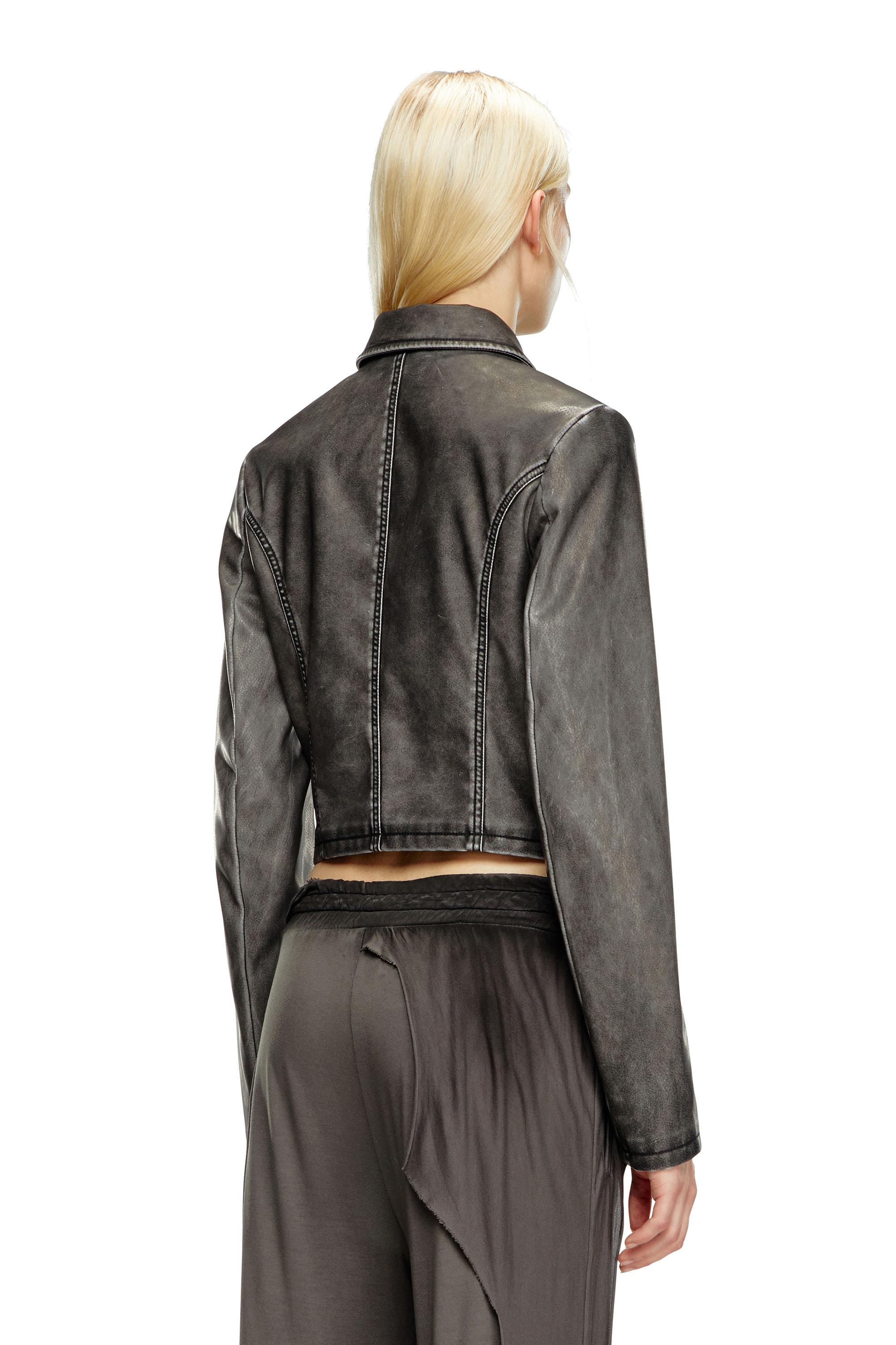 Diesel - G-OTA, Female Cropped jacket in washed tech fabric in ブラック - Image 4