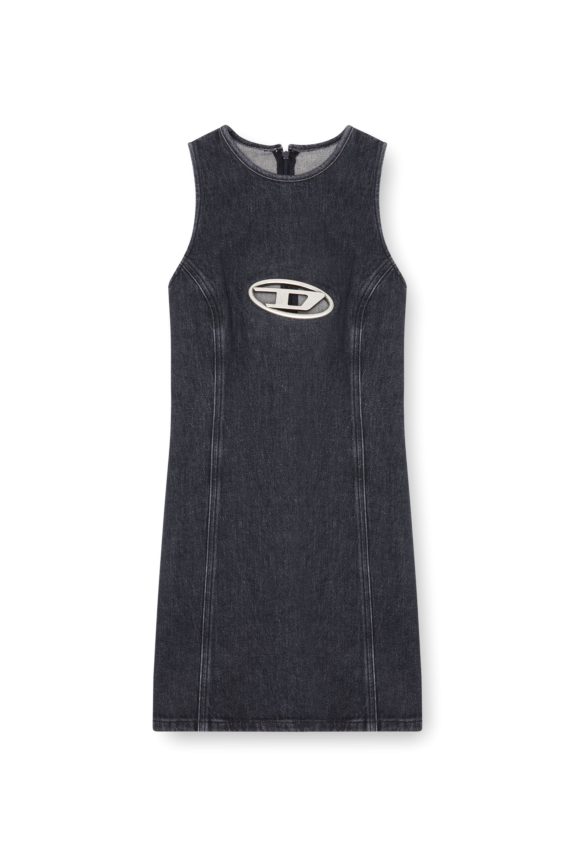 Diesel - DE-FERRIZ-FSD, Female Denim mini dress with Oval D plaque in ブラック - Image 4