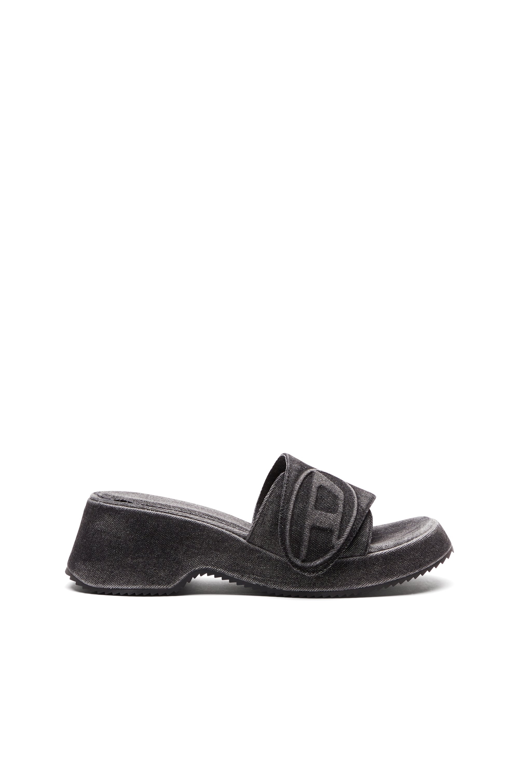 Diesel - SA-OVAL D PF W, Female's Sa-Oval D-Denim slide sandals with Oval D strap in ブラック - 1