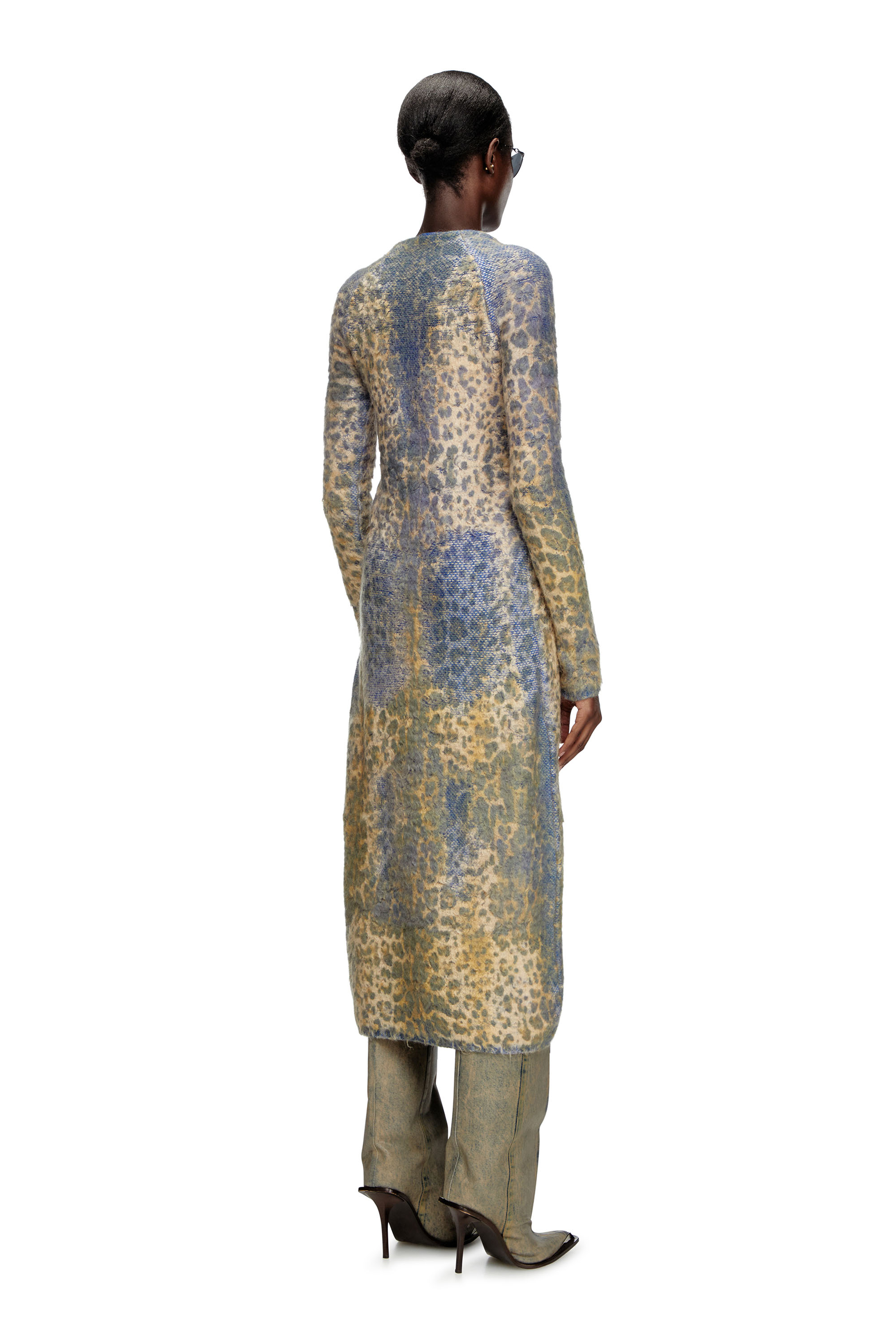 Diesel - M-SOFOCLE, Female's Leopard print dress with devoré jacquard in ベージュ/ブルー - 2