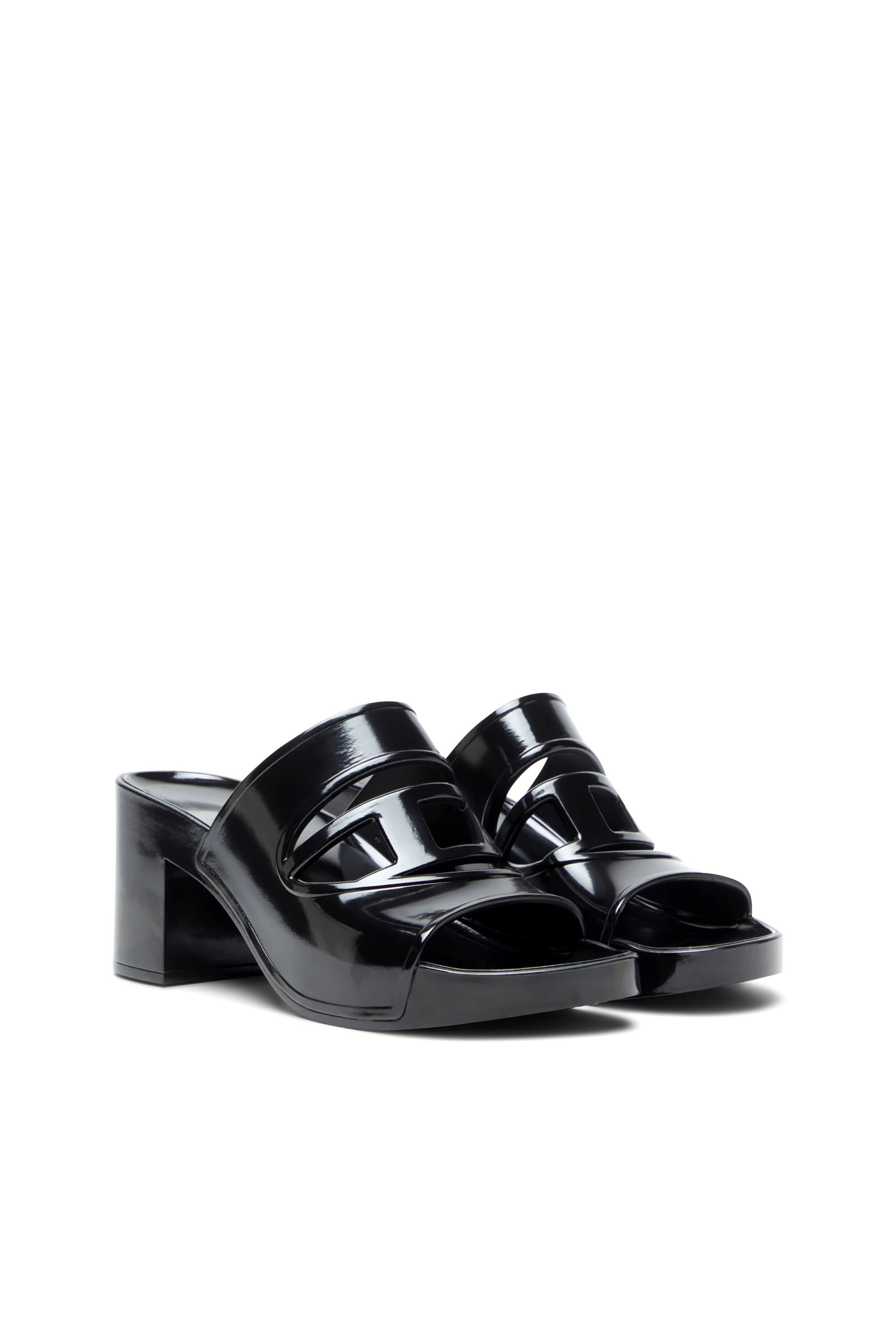 Diesel - SA-BONNIE, Female's Sa-Bonnie-Heeled rubber slides with cut-out logo in ブラック - 2