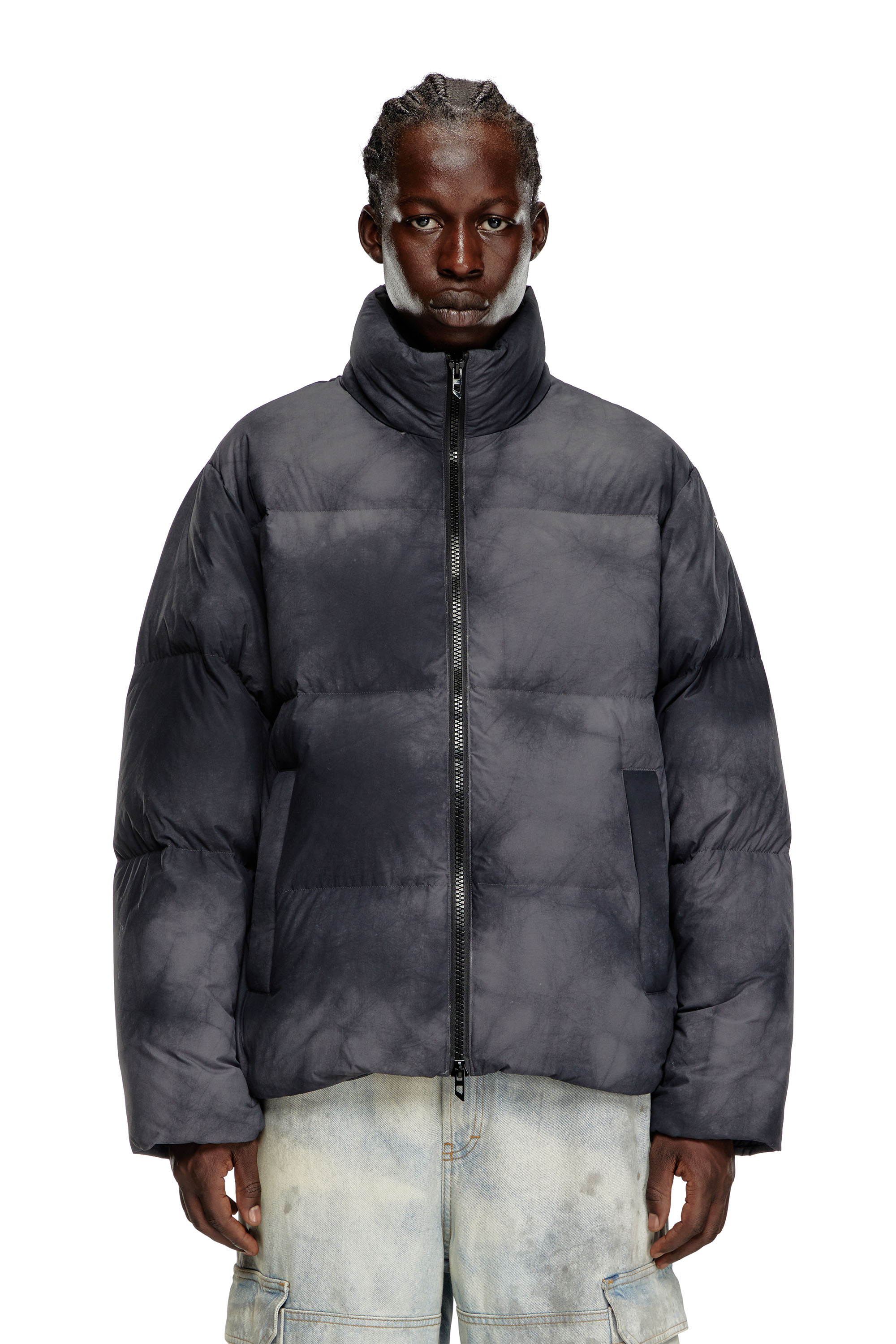 Diesel - W-RAVEEL, Male's Hooded down jacket in patchy nylon in ブラック - 6