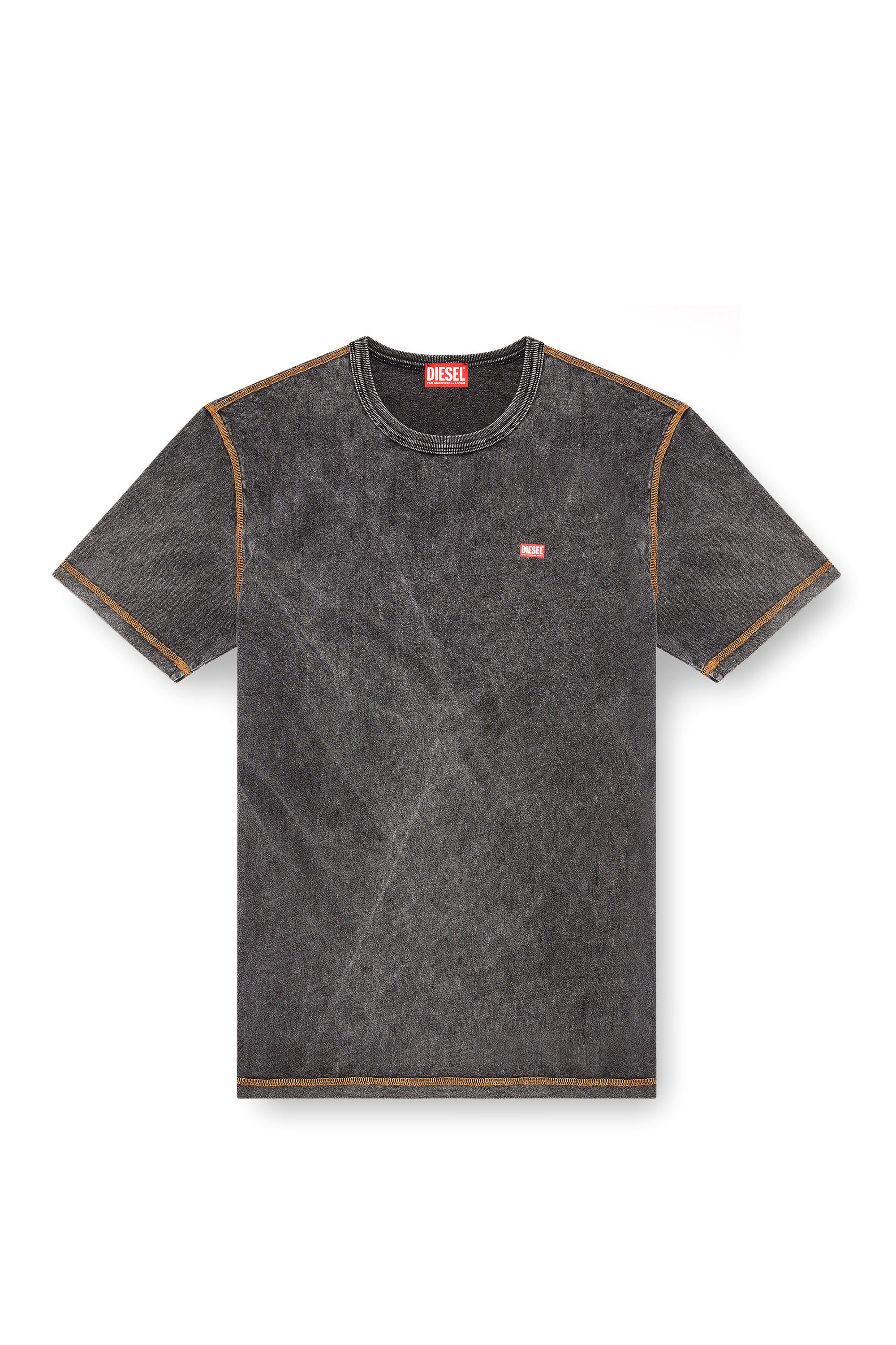 Diesel - T-ADJUST-Q12, Male T-shirt with denim effect in ブラック - Image 3