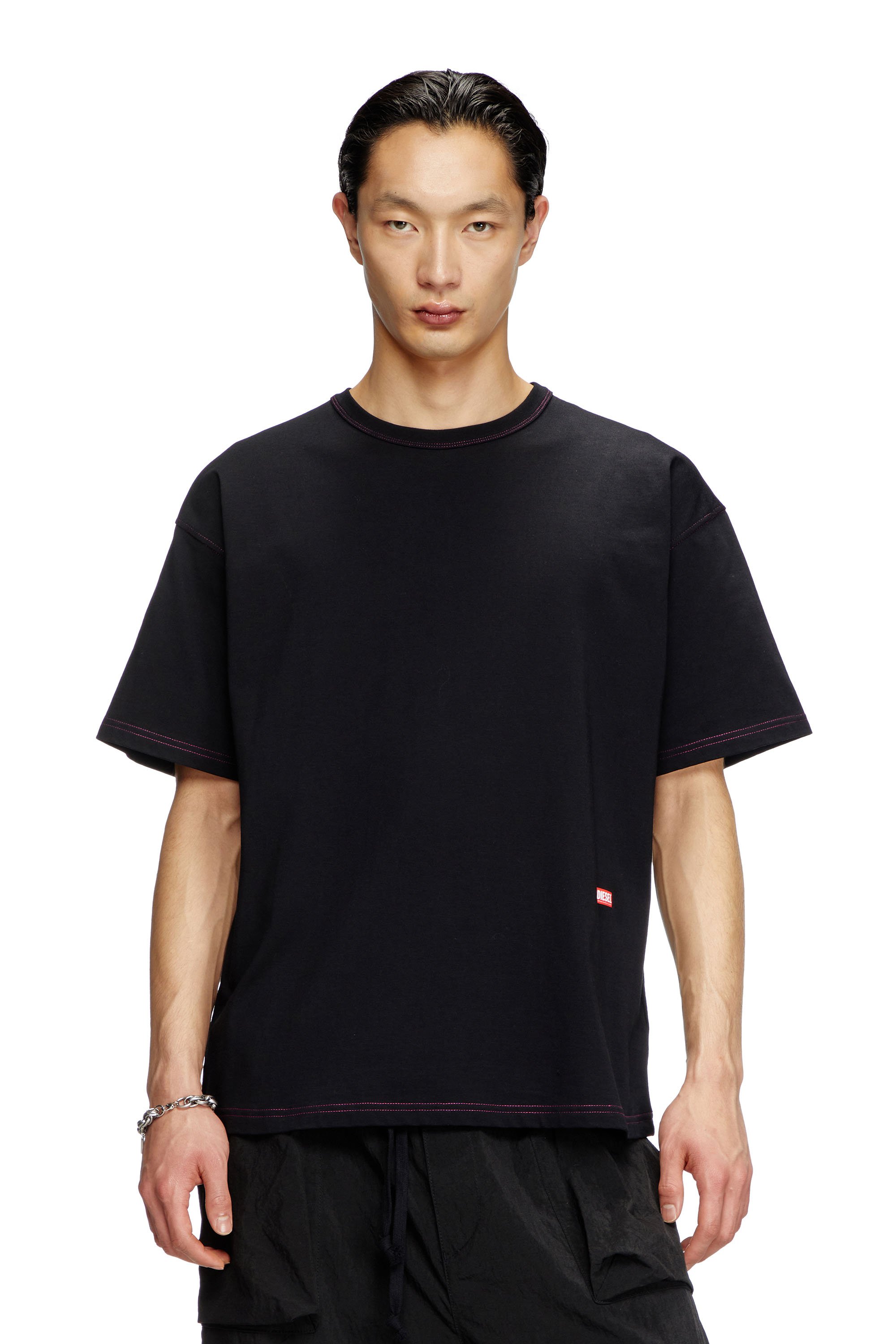 Diesel - T-BOXT-R18, Male's T-shirt with apple core print in ブラック - 1