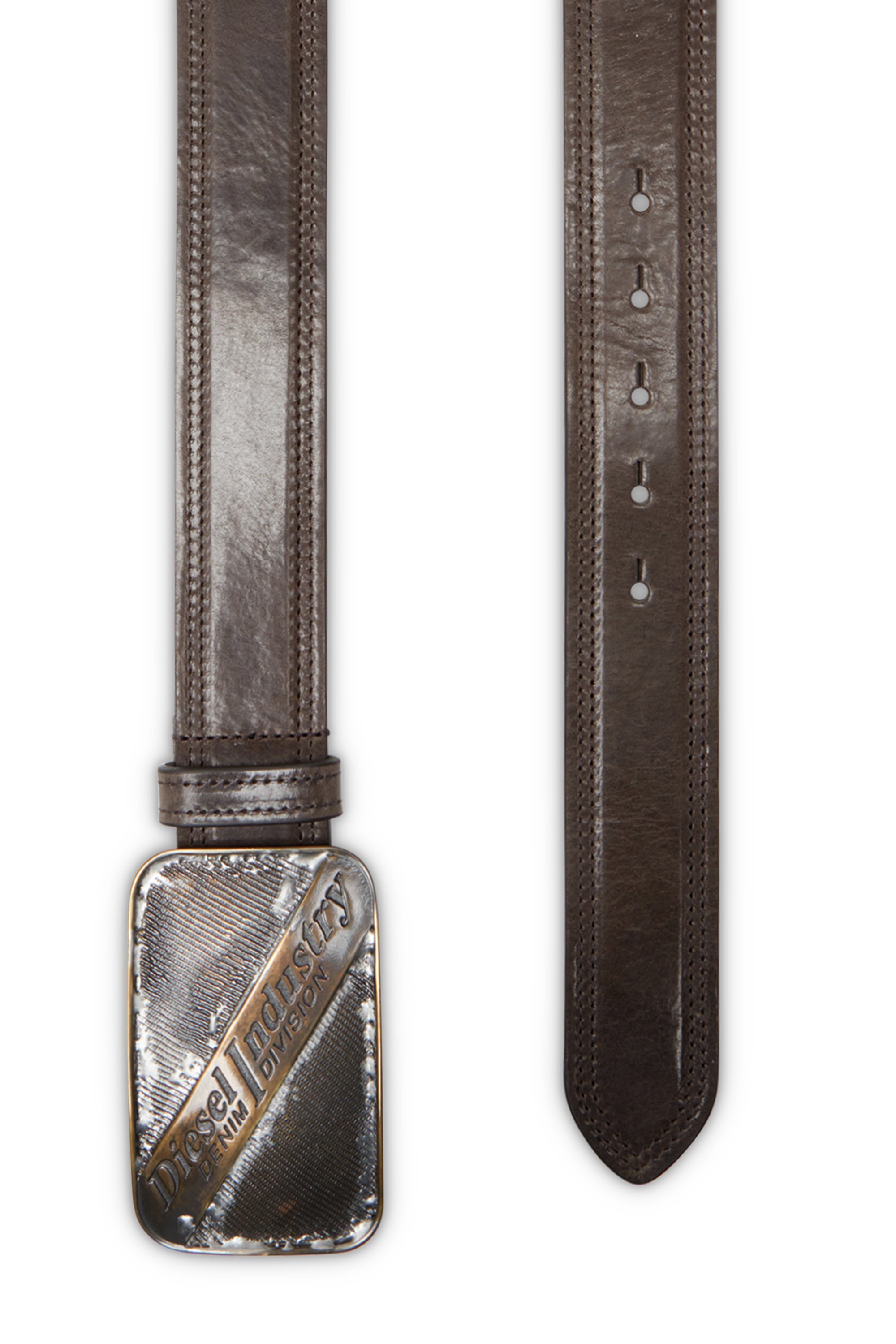 Diesel - B-INDUSTRY, Male's 4cm archival belt with rust-effect buckle in ブラウン - 3