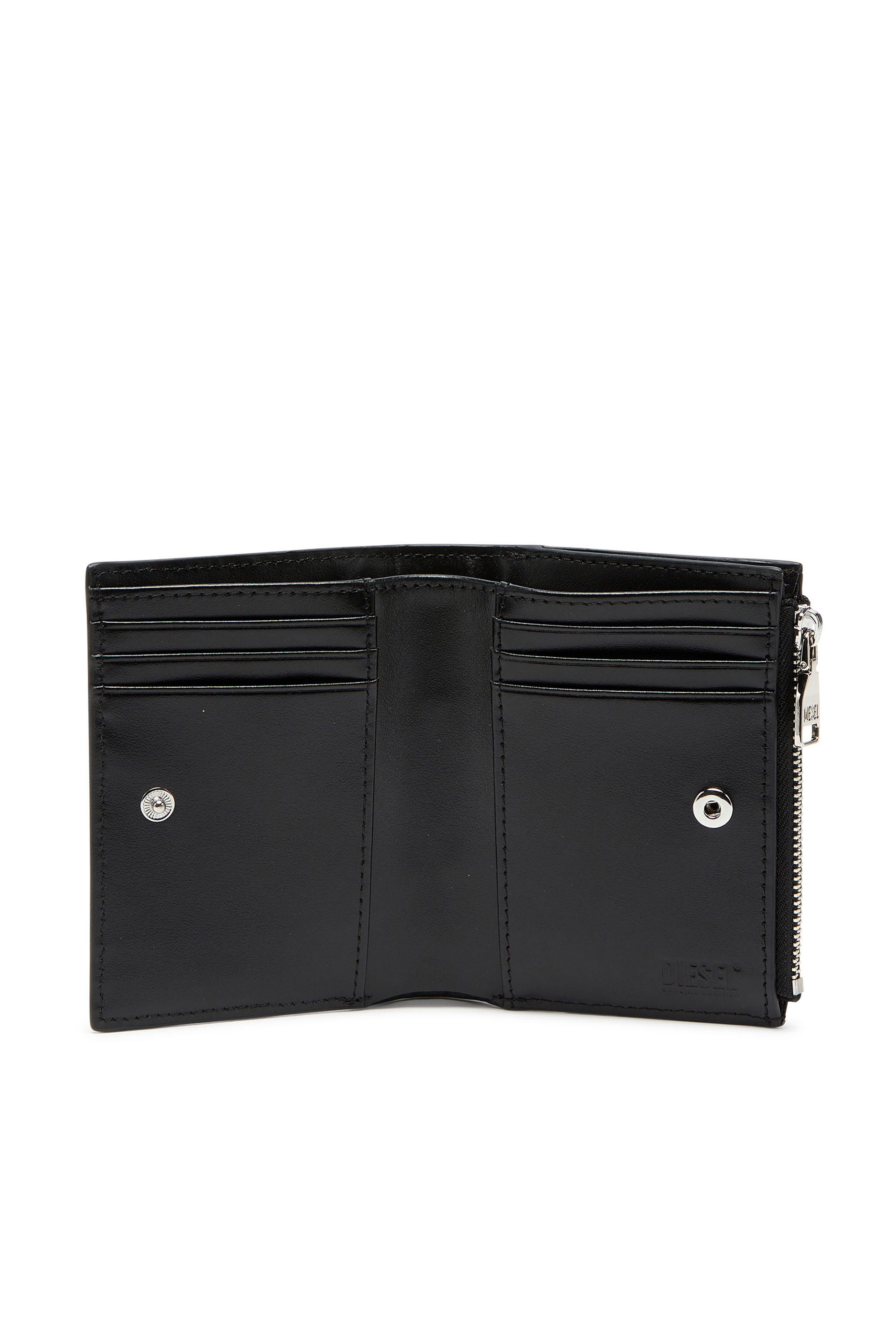 Diesel - PLAY BI-FOLD ZIP II, Female Small wallet in glossy leather in ブラック - Image 3