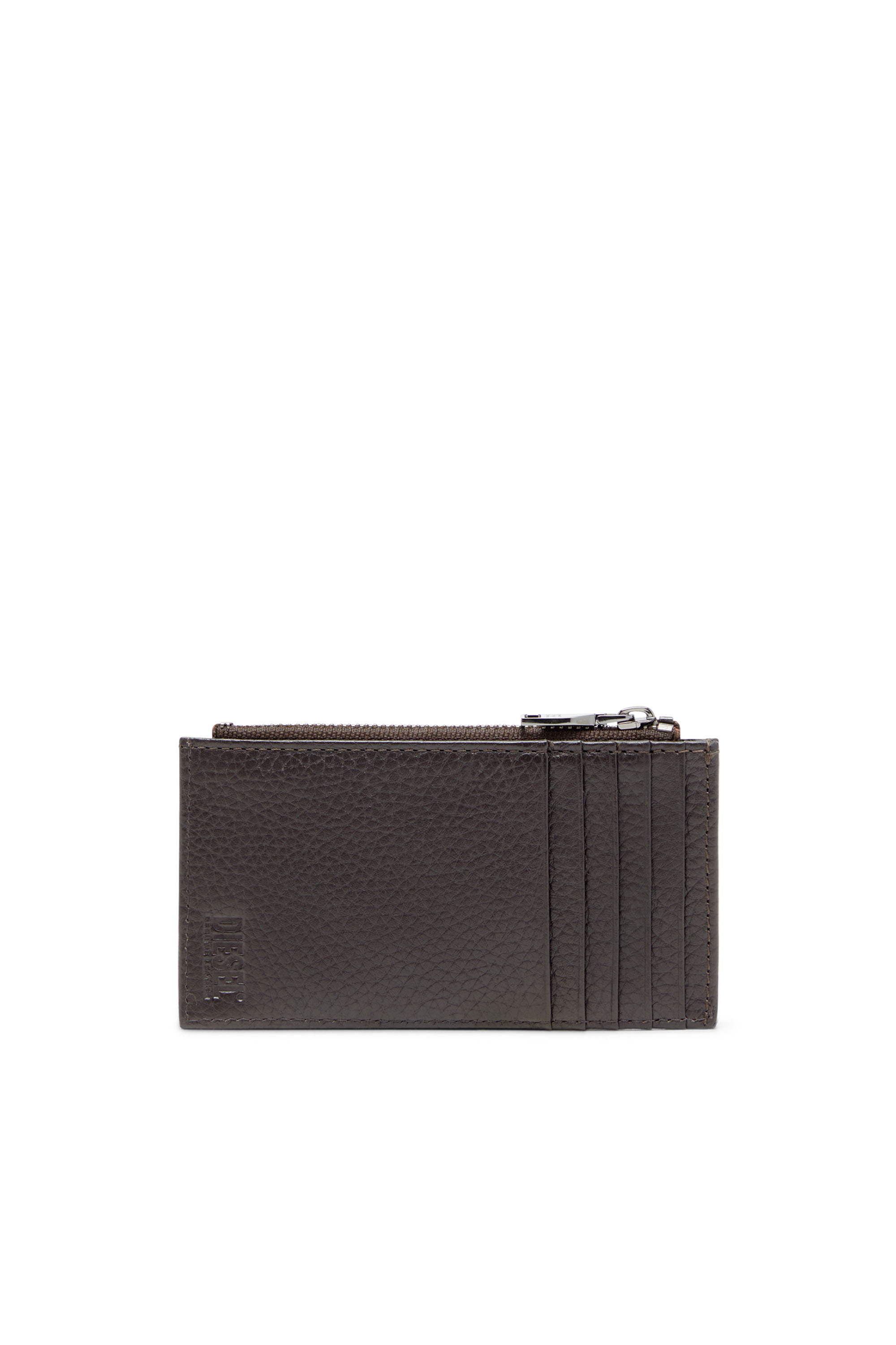 Diesel - HISSU EVO CARD HOLDER III, Male's Flat card holder in grainy leather in ダークブラウン - 2