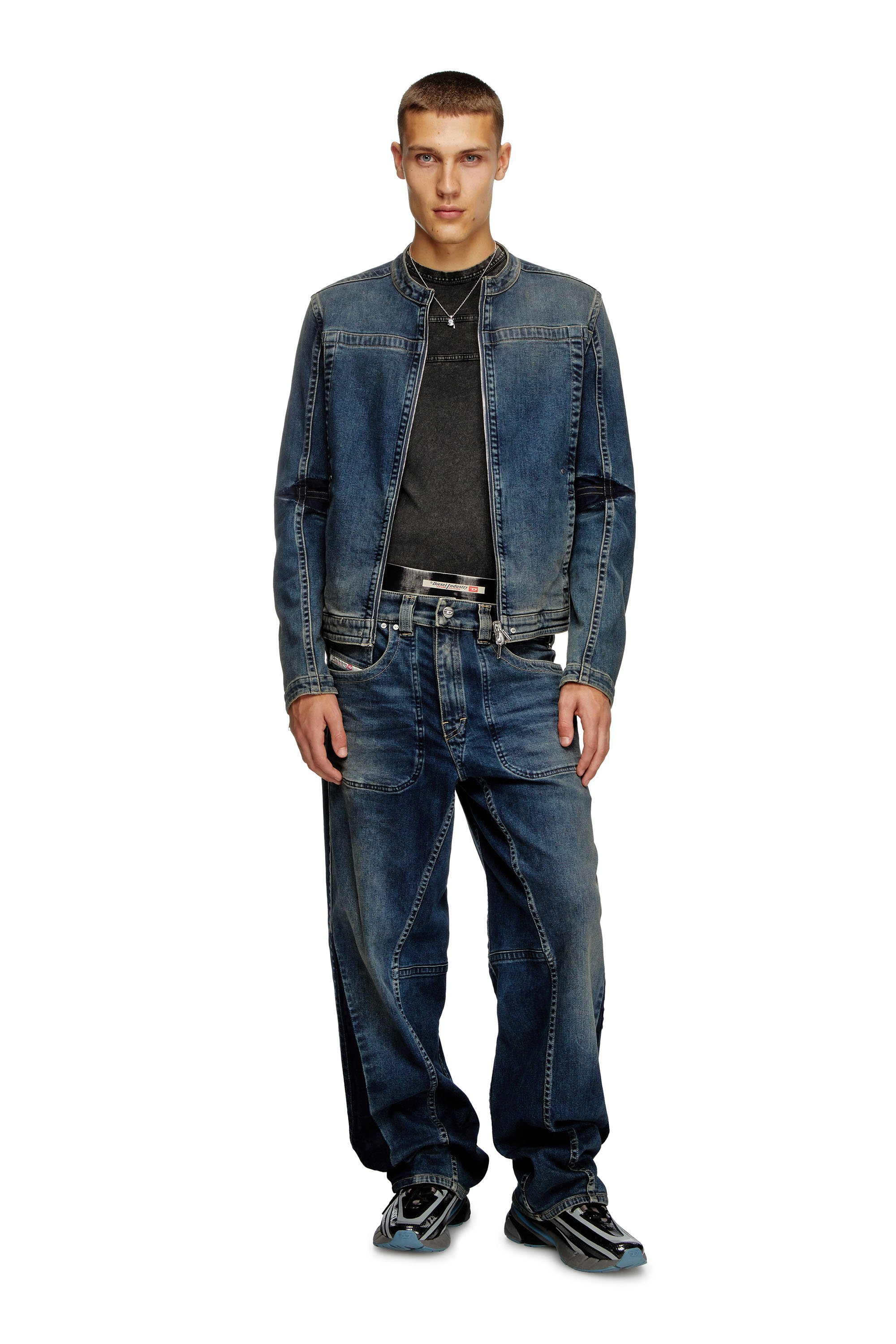 Diesel - D-GLORY-RE, Male's Moto jacket in Rehab denim in ダークブルー - 3