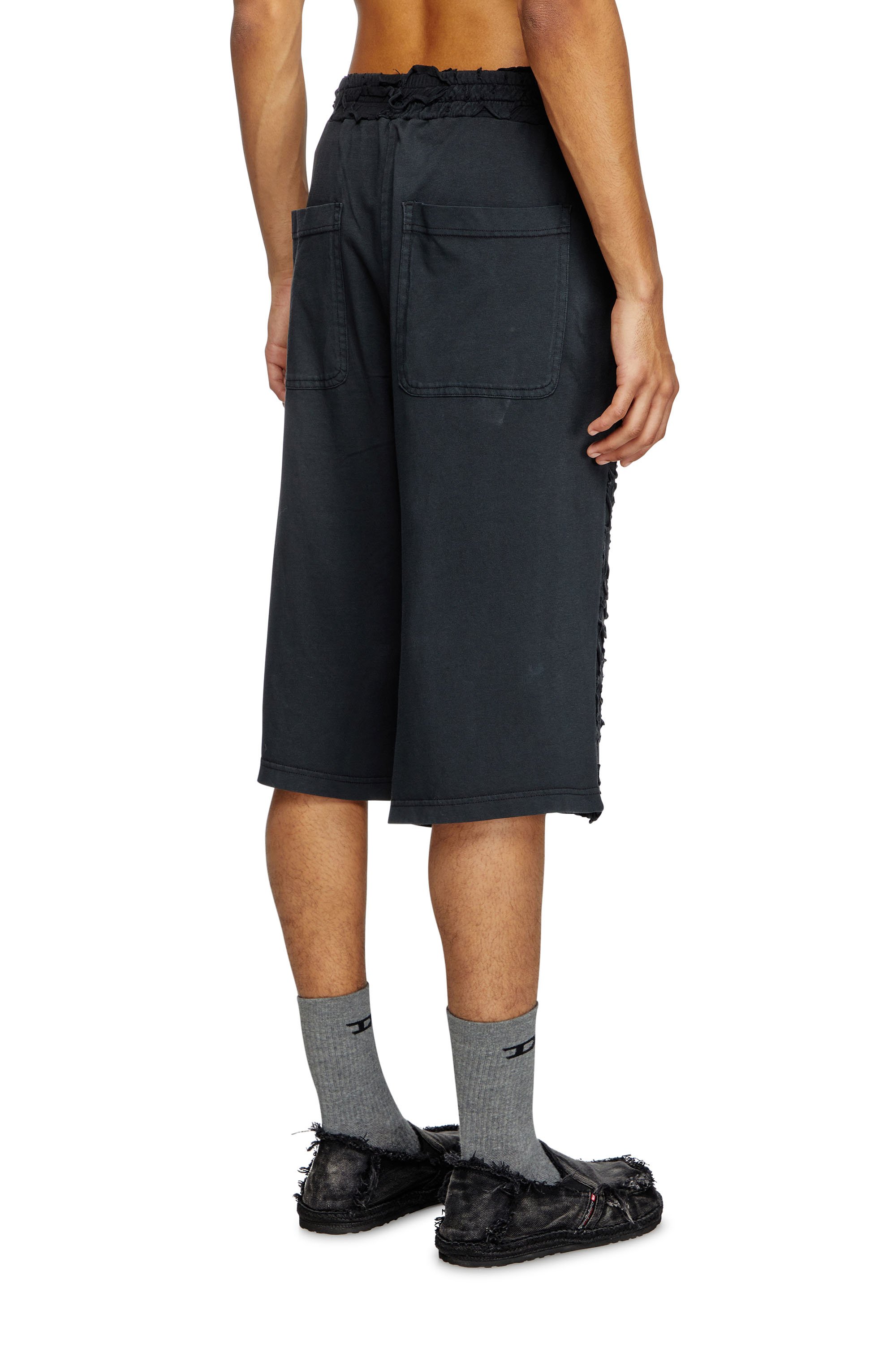 Diesel - P-ECHIO-R1, Male's Faded sweat shorts with holes in ブラック - 4