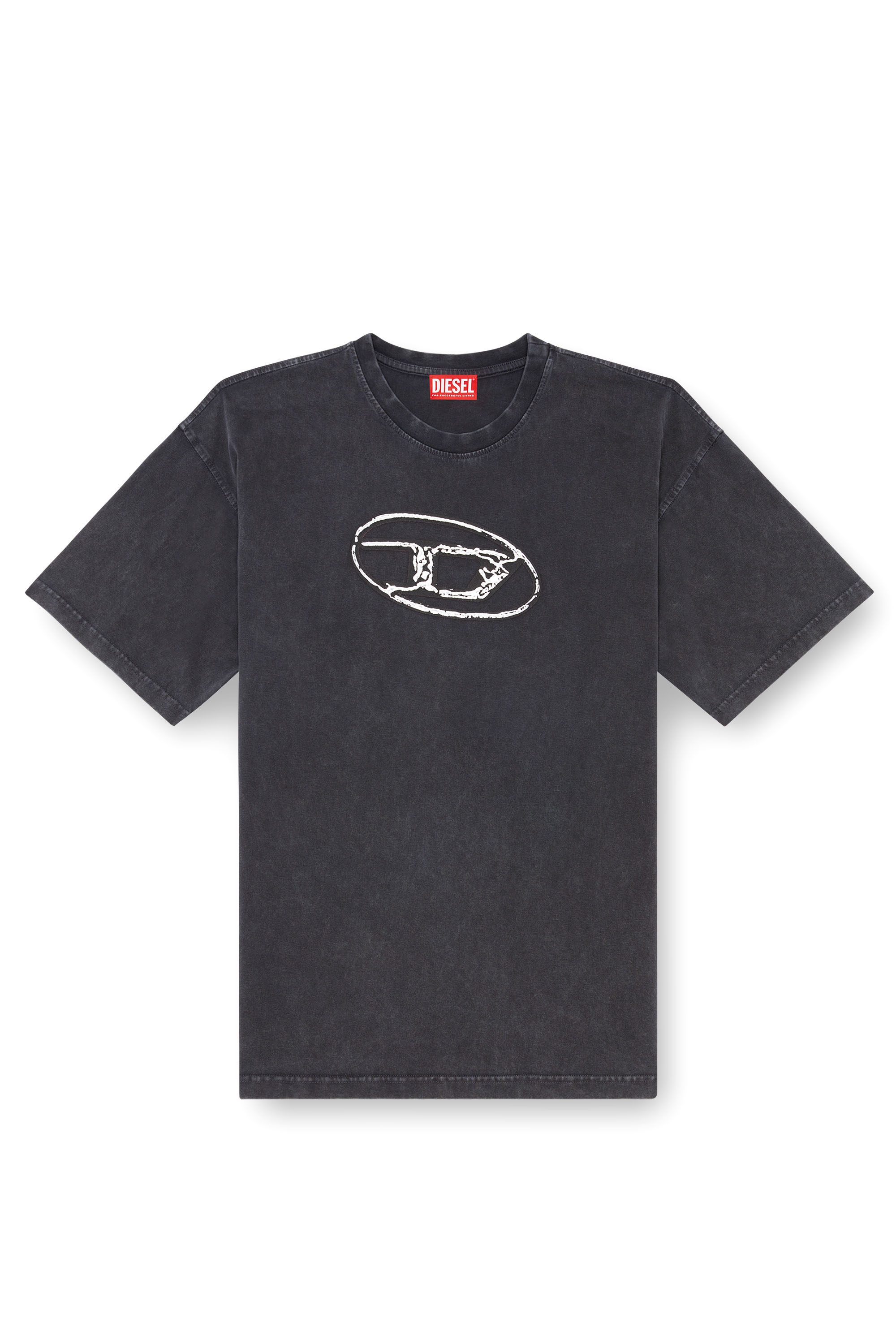 Diesel - T-BOXT-Q22, Male's Faded T-shirt with Oval D print in ブラック - 3