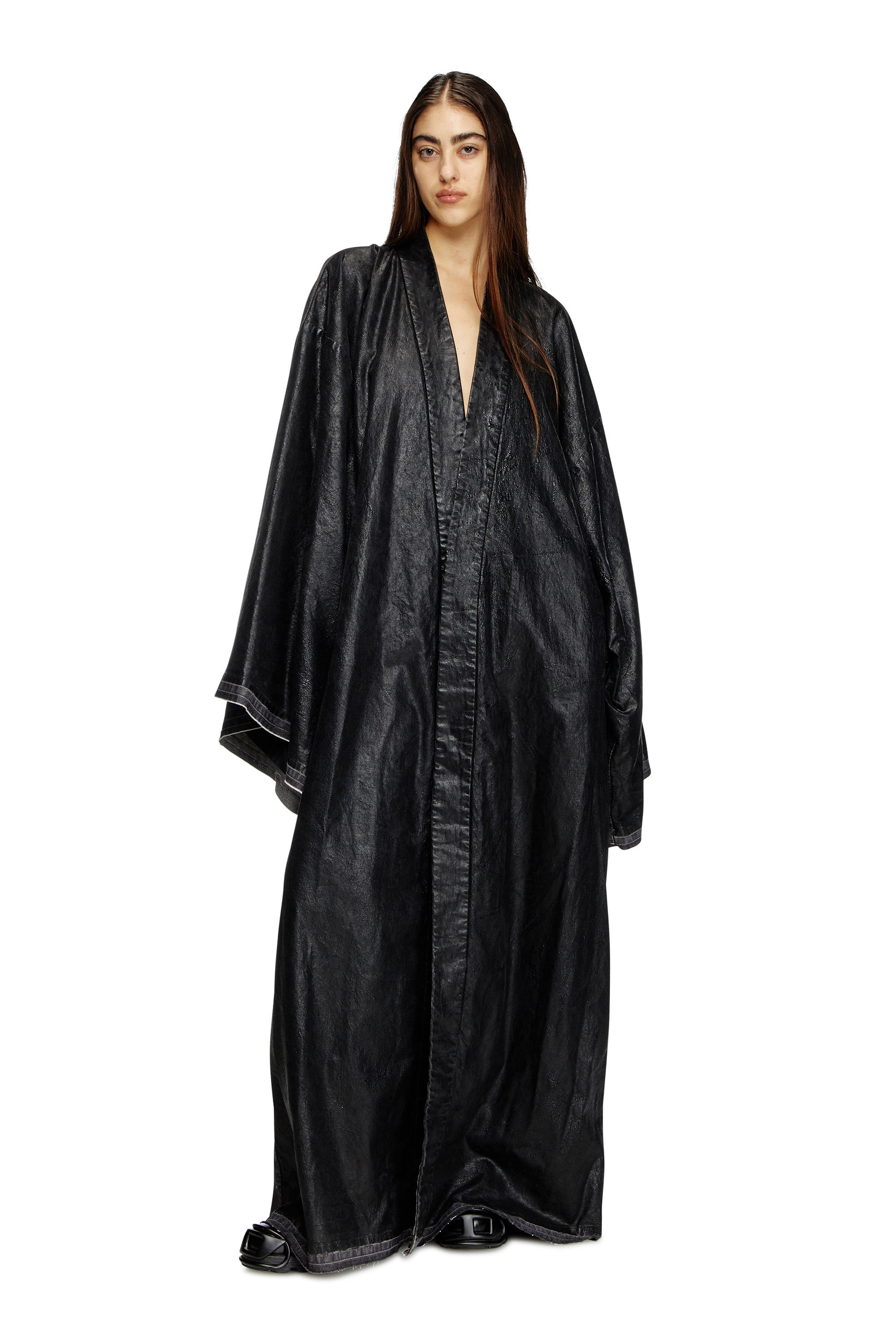 Diesel - D-D-KIM, Unisex's Denim kimono coat with coated front in ブラック - 6