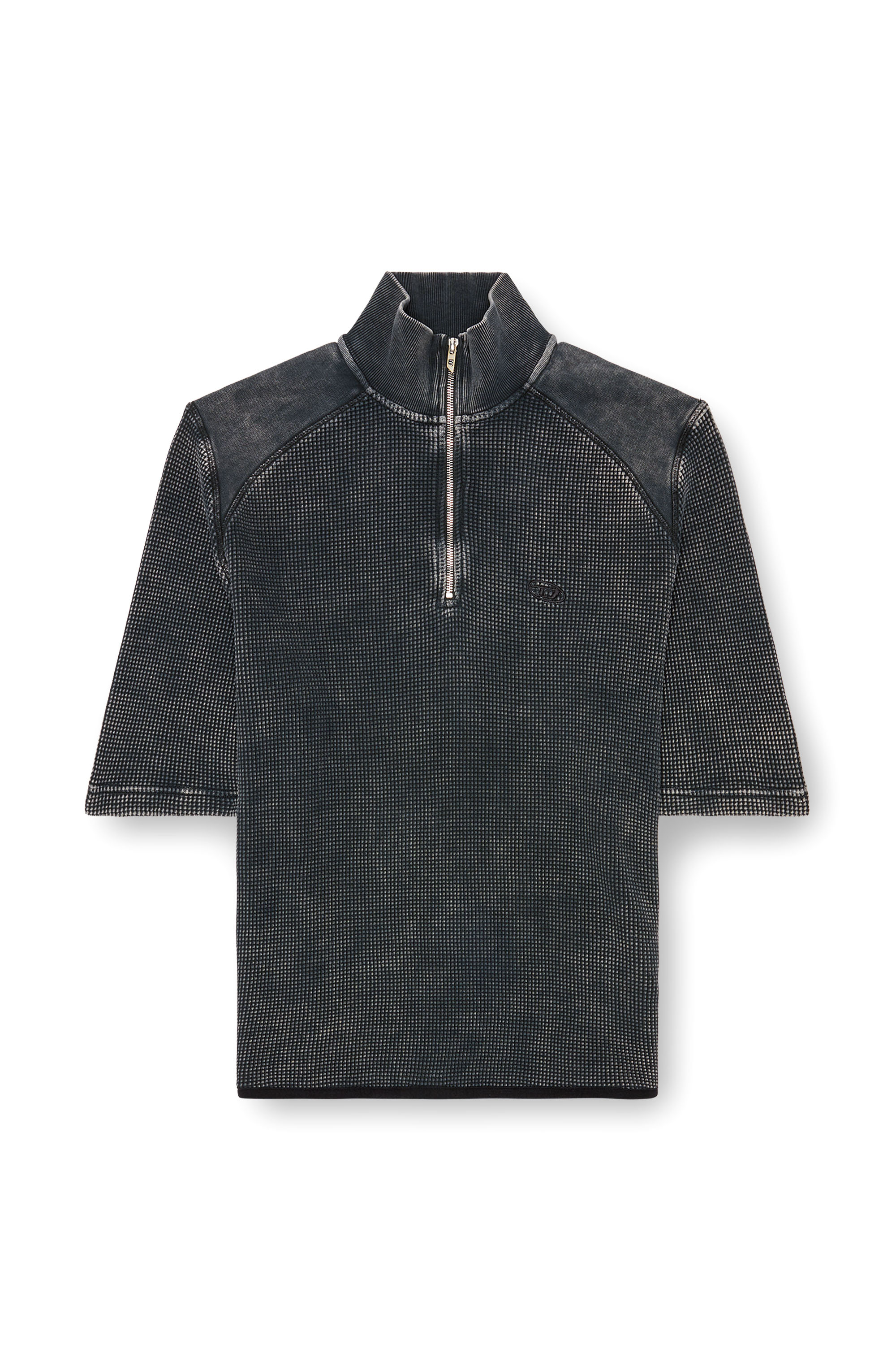 Diesel - S-WAFCOOL, Male Short-sleeve waffle-knit sweatshirt in ブラック - Image 3