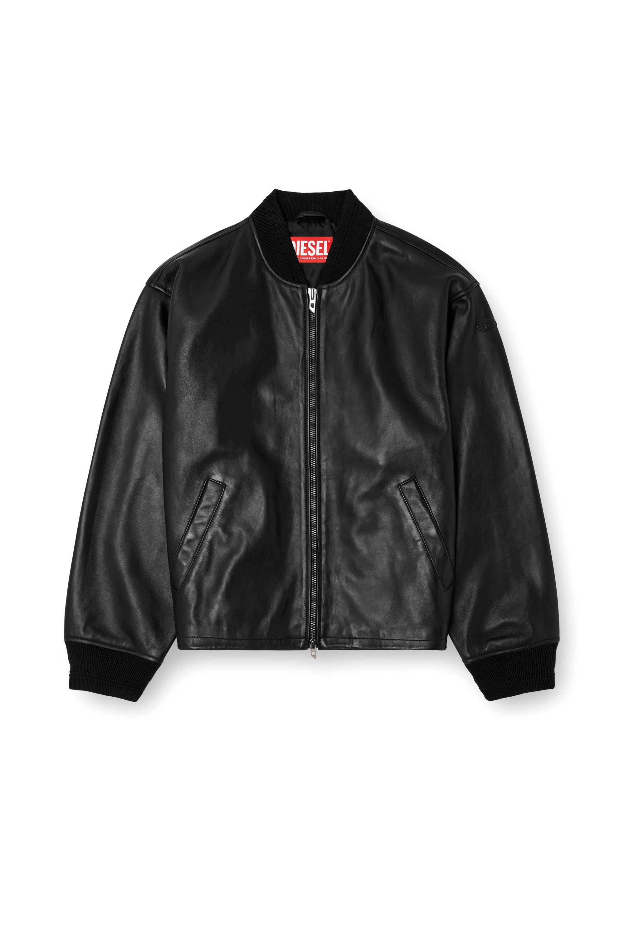 Diesel - L-KHAT, Male's Waxed-leather bomber jacket in ブラック - 3