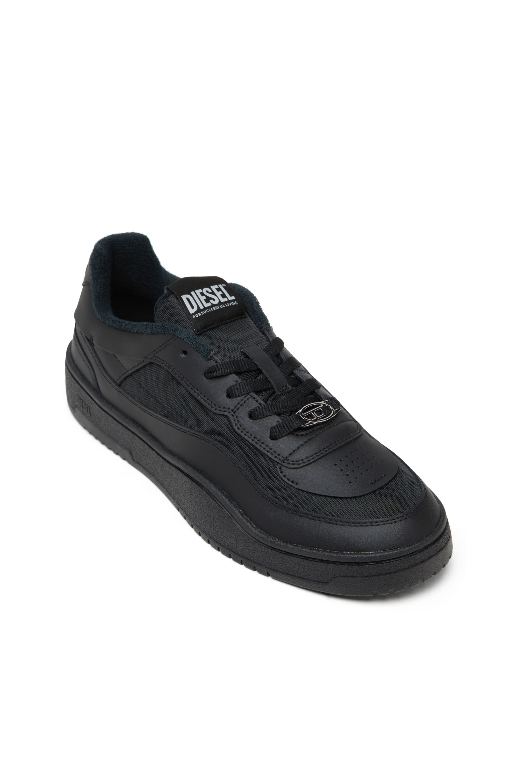 Diesel - S-OVAL SKATE LOW, Male's Fabric-panelled leather sneakers in ブラック - 6