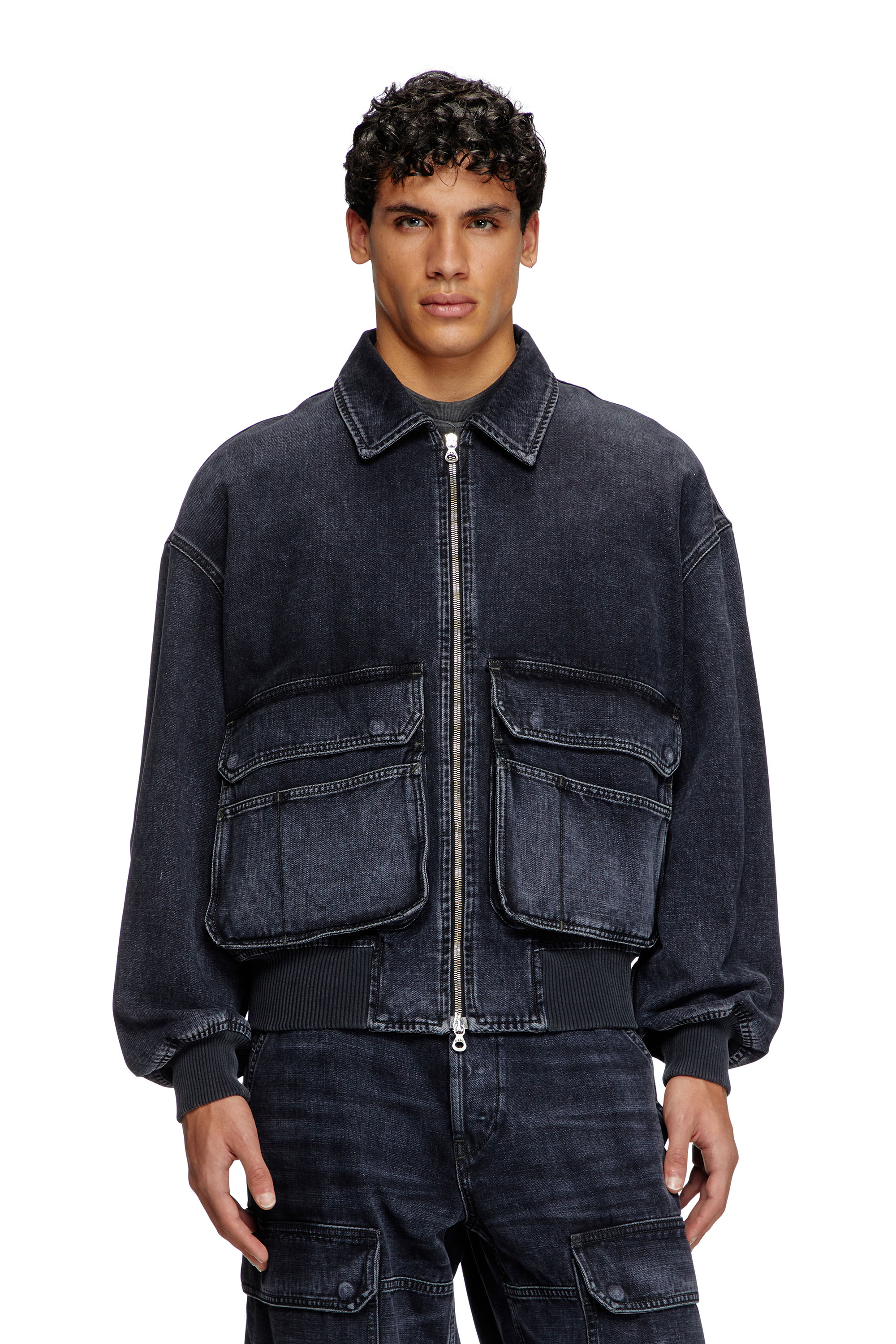 Diesel - D-KURZ, Unisex's Jacket in batavia-weave denim in ブラック - 2