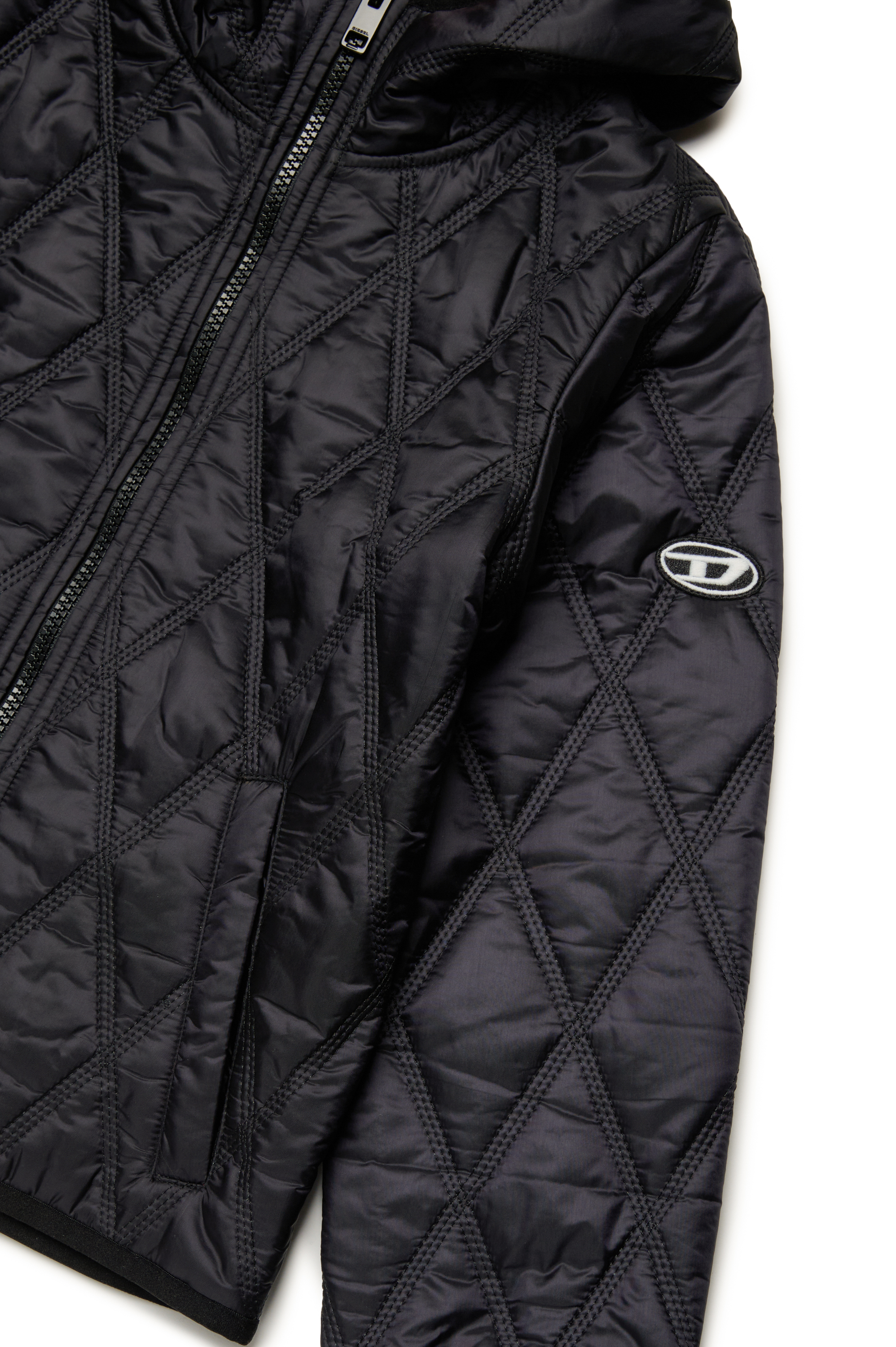 Diesel - JFOKKER, Unisex Hooded quilted nylon jacket in ブラック - Image 4