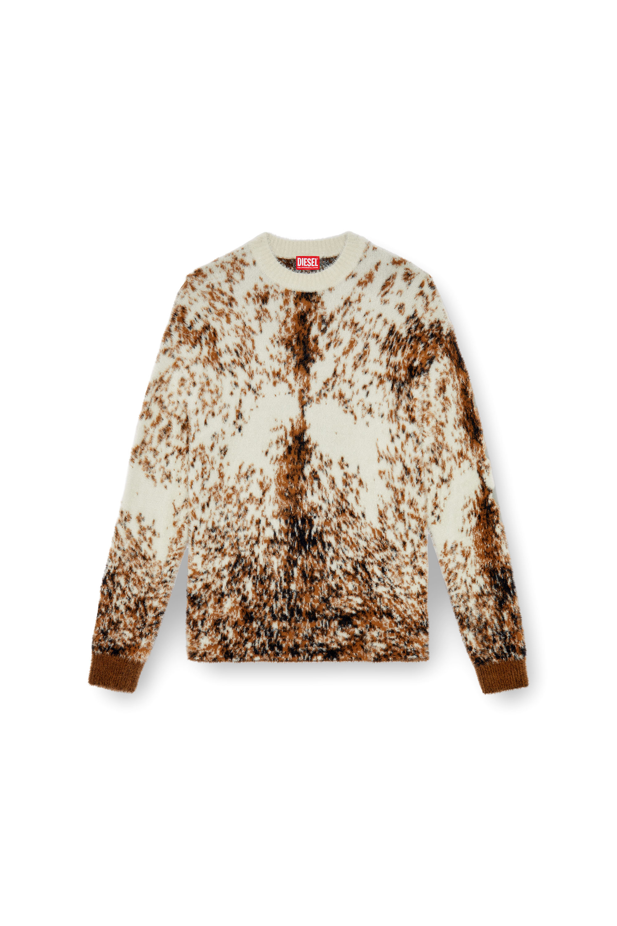 Diesel - K-ITELLO, Male's Fluffy jumper with animalier pattern in Brown - 3