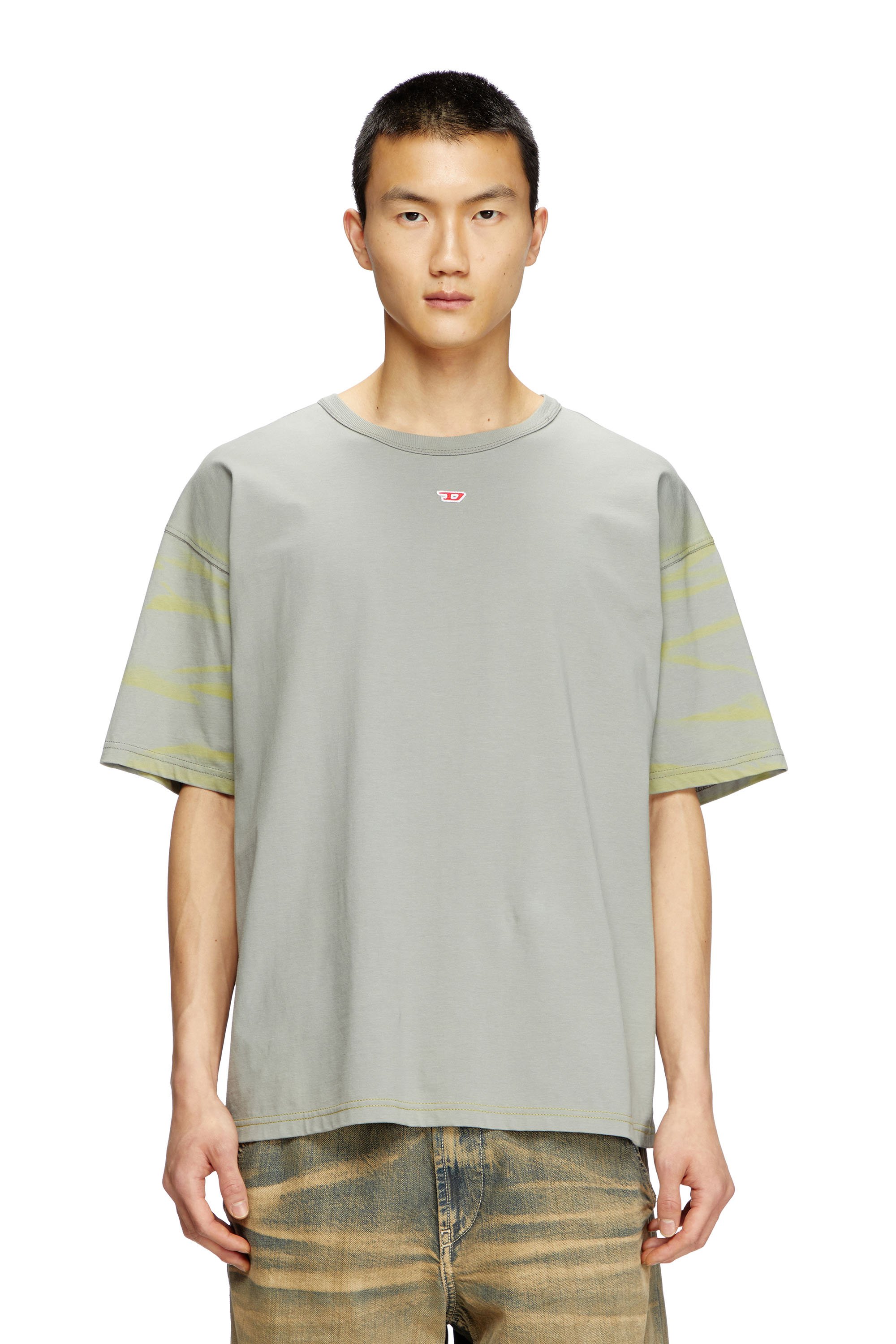 Diesel - T-ADJUST-R23, Male's T-shirt with spray effect in グレー - 1