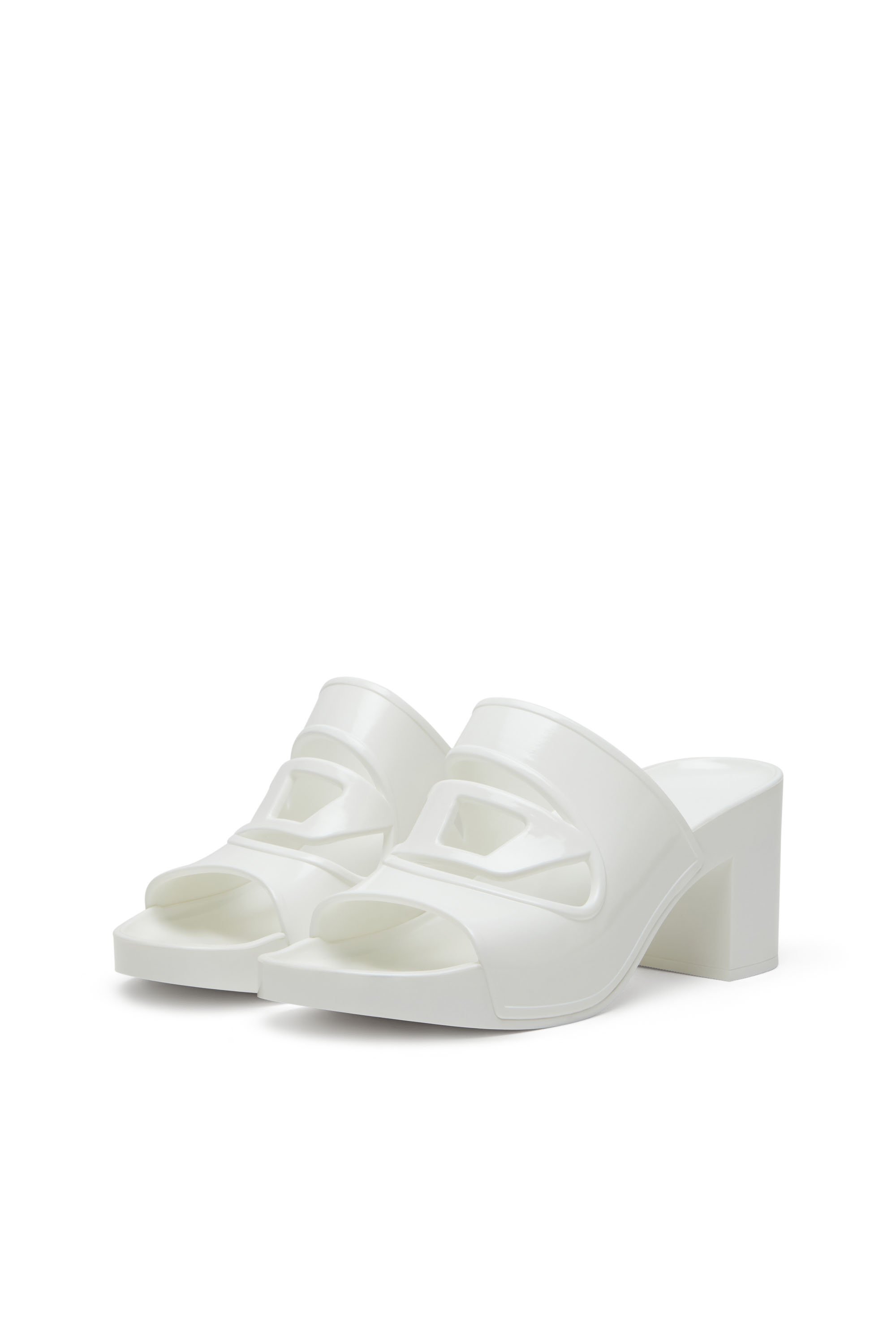 Diesel - SA-BONNIE, Female's Sa-Bonnie-Heeled rubber slides with cut-out logo in ホワイト - 8