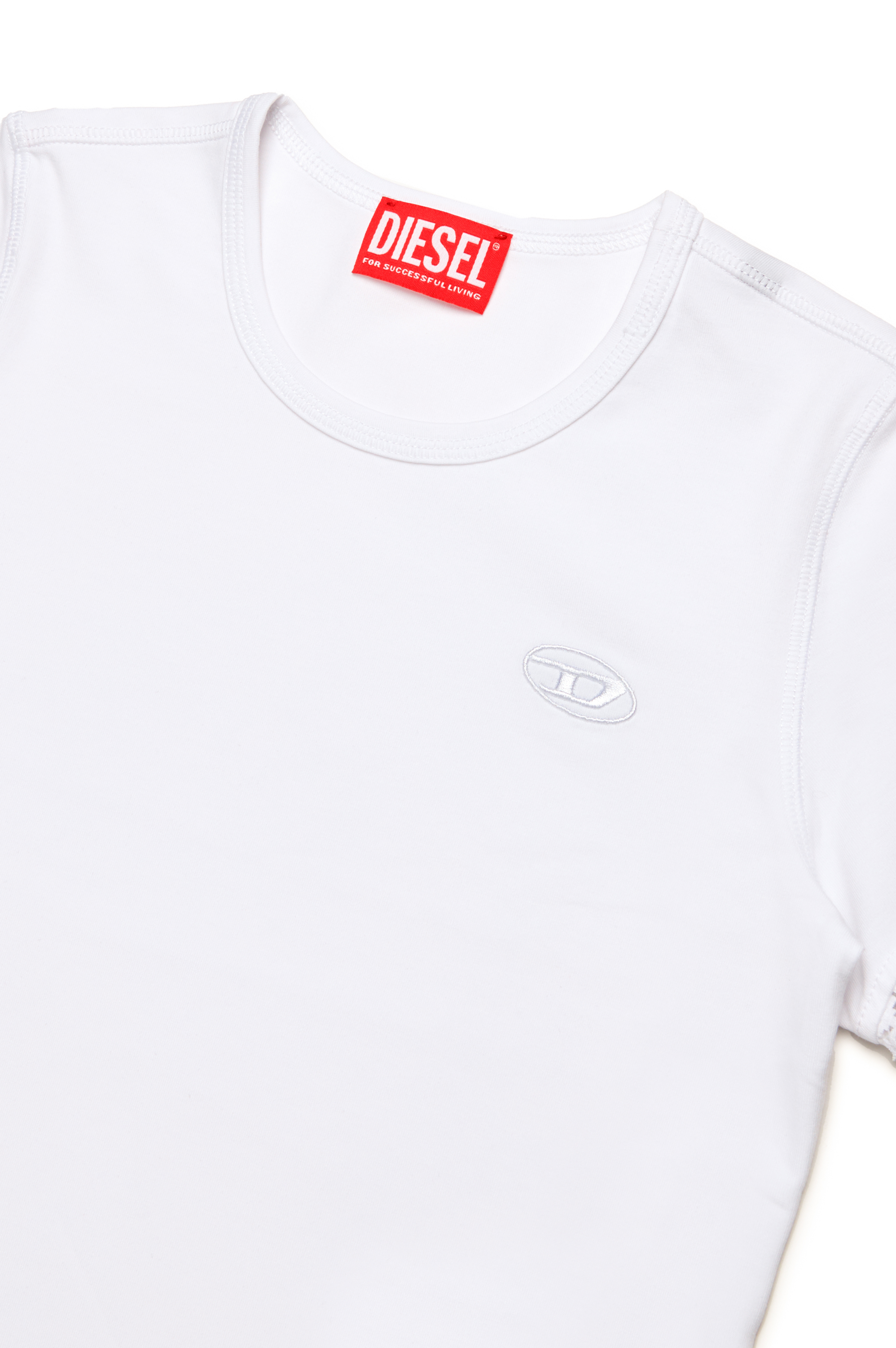 Diesel - TUNCUTIELACE, Female T-shirt with lace sleeve trims in ホワイト - Image 3