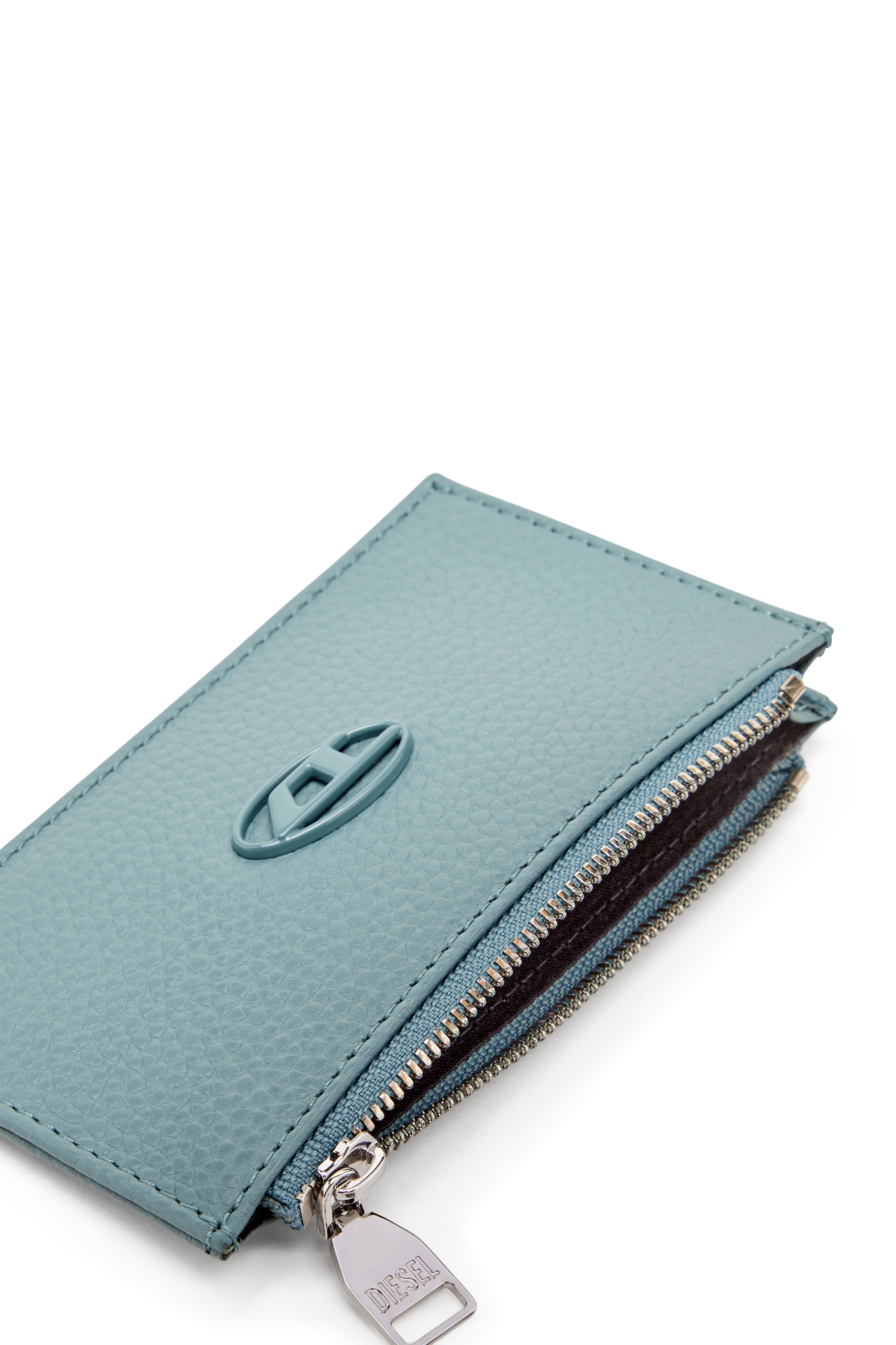 Diesel - HISSU EVO CARD HOLDER III, Male's Flat card holder in grainy leather in ライトブルー - 3