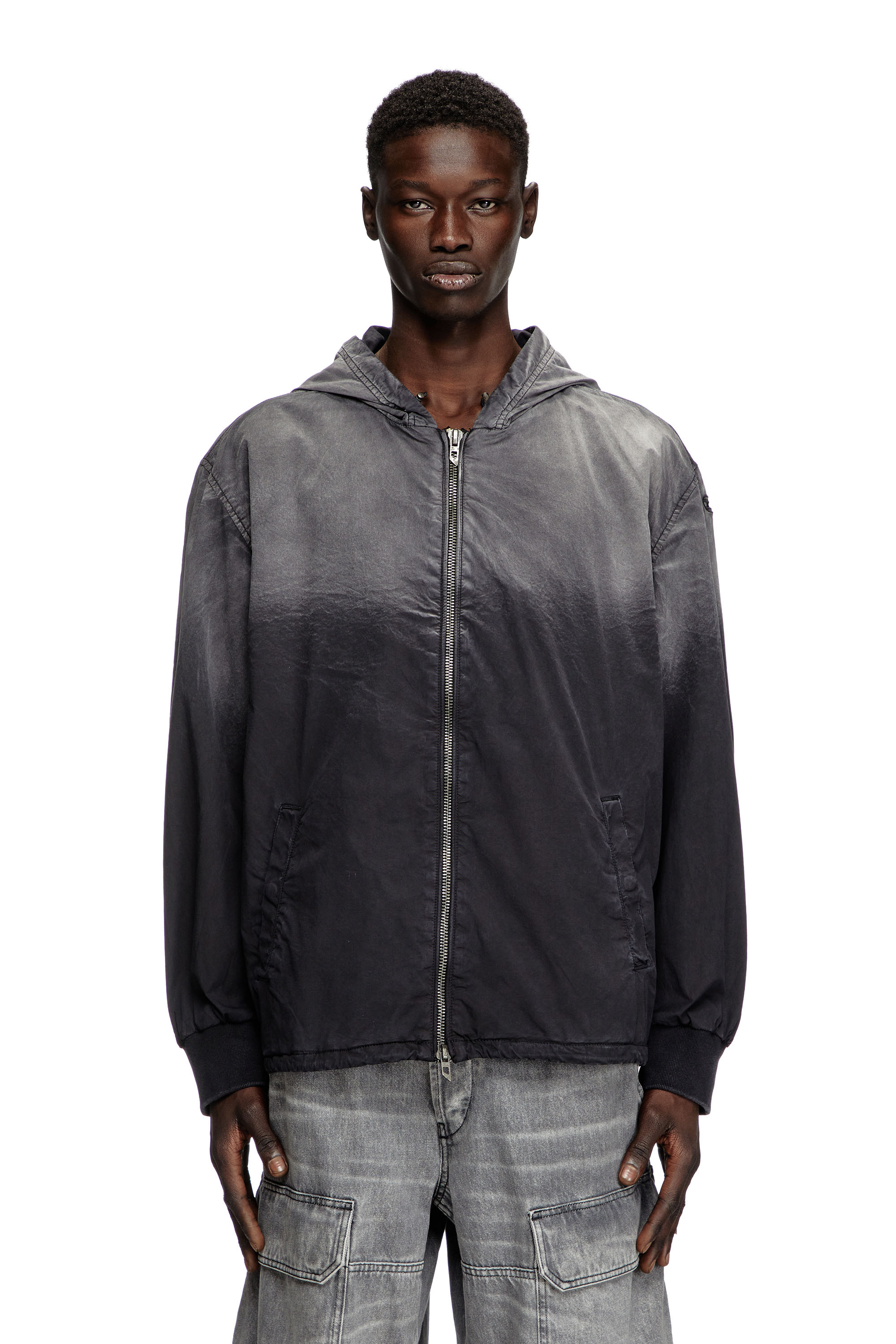 Diesel - J-ADE, Male's Faded hooded Harrington jacket in ブラック - 1