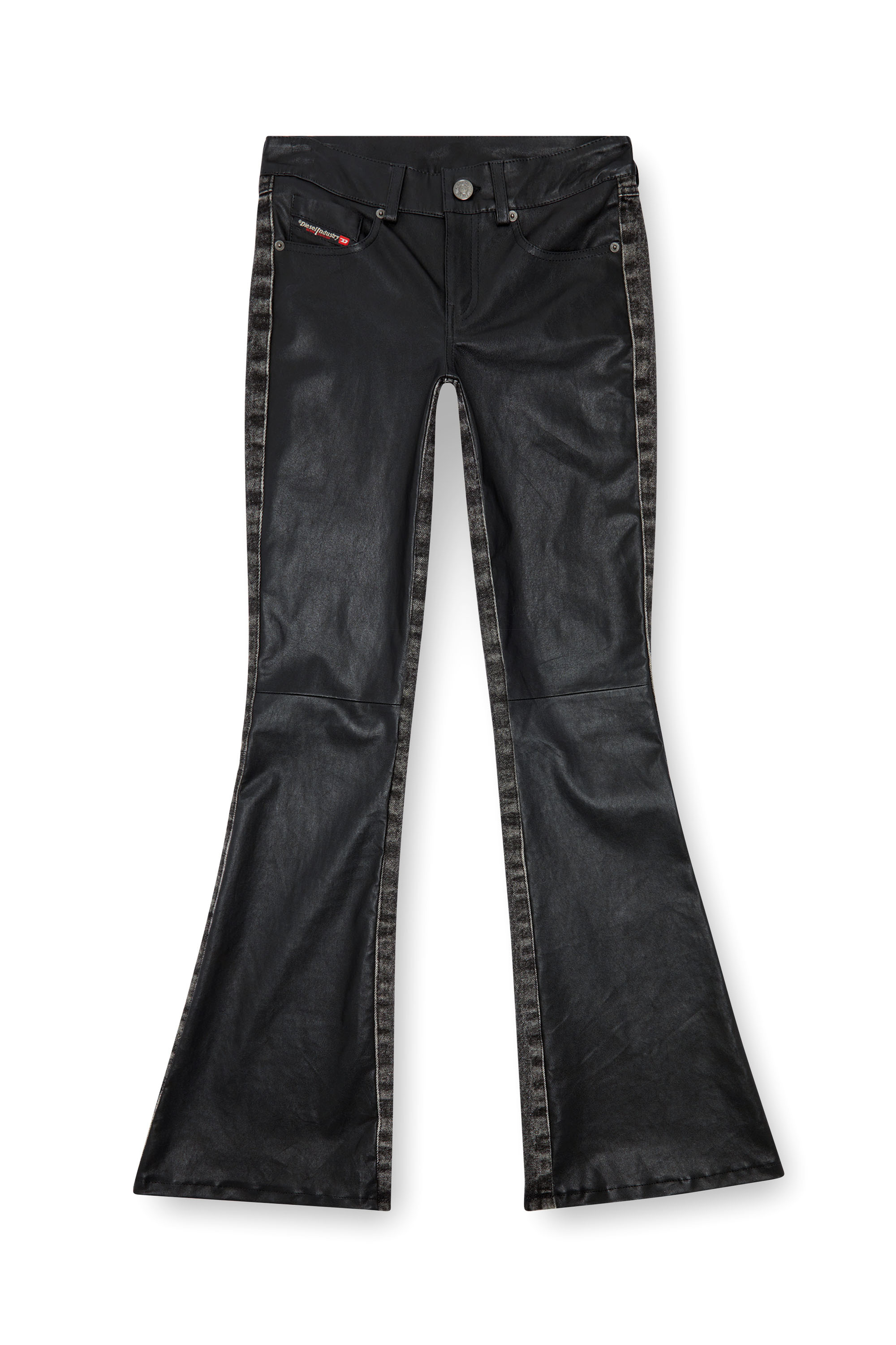 Diesel - L-OVELY, Female Bootcut pants in leather and denim in ブラック - Image 3