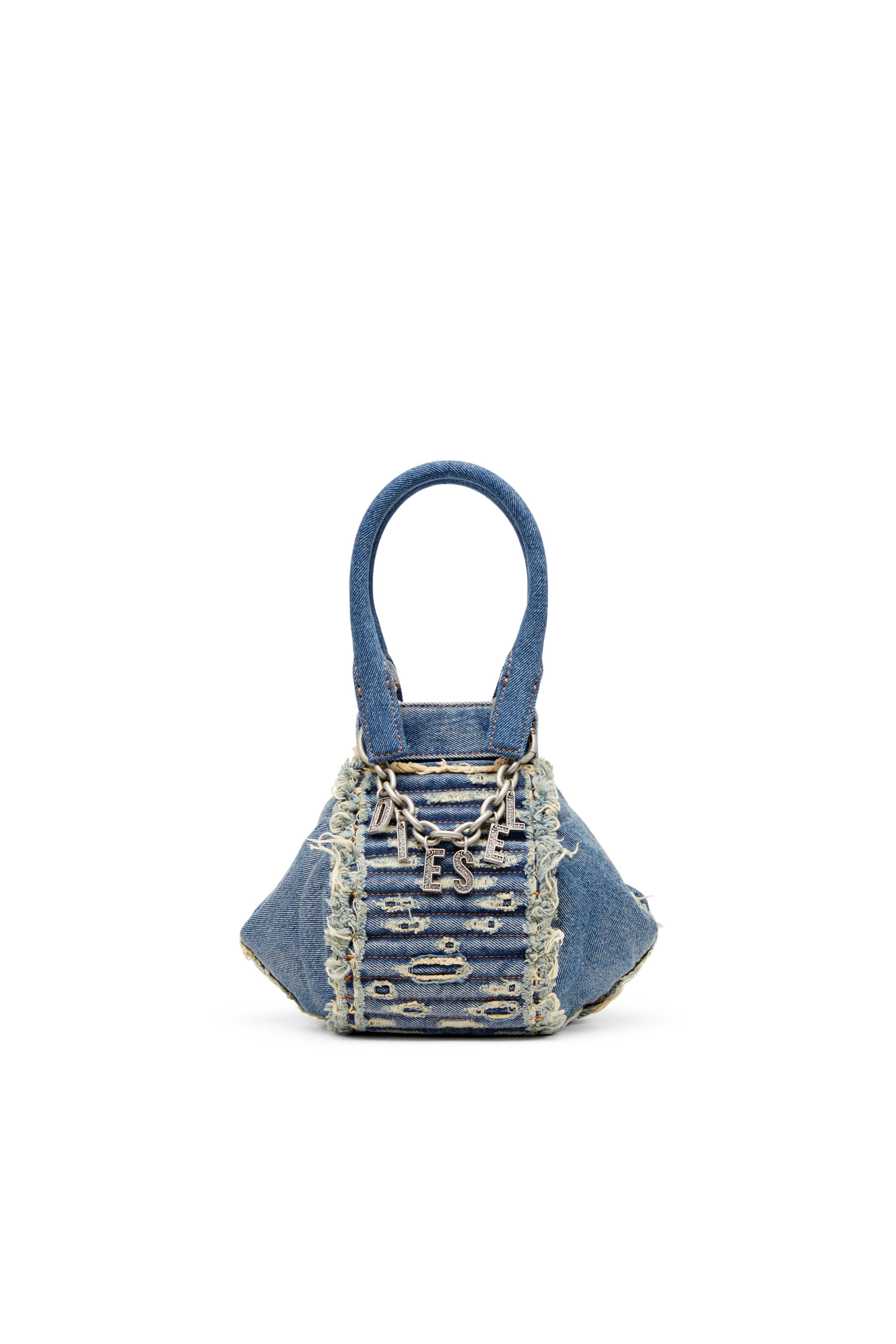 Diesel - D-VINA-XS, Female D-Vina-Xs-Handbag in distressed quilted denim in ブルー - Image 1
