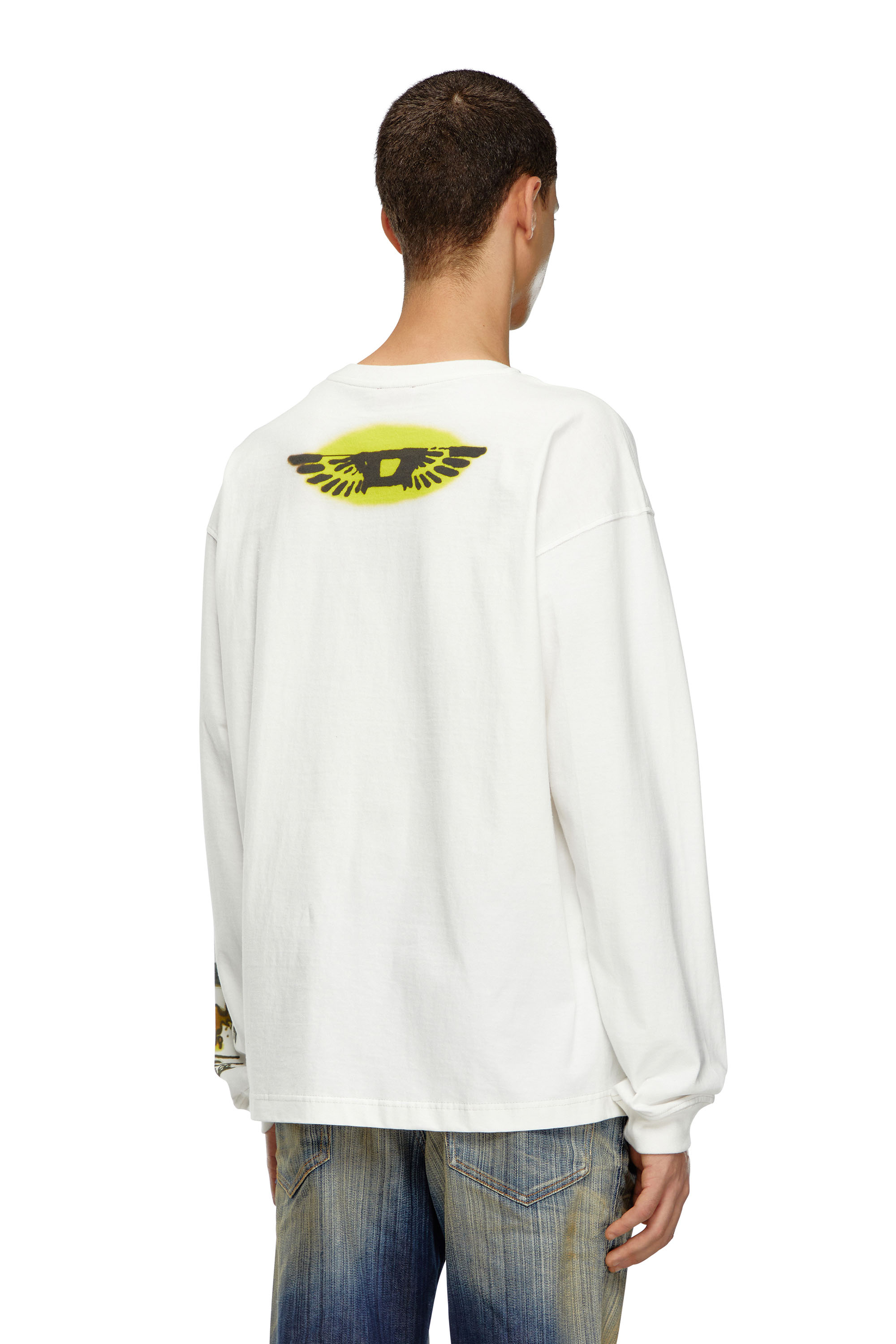 Diesel - T-BOXT-LS-Q9, Male Long-sleeve T-shirt with blurry prints in ホワイト - Image 4