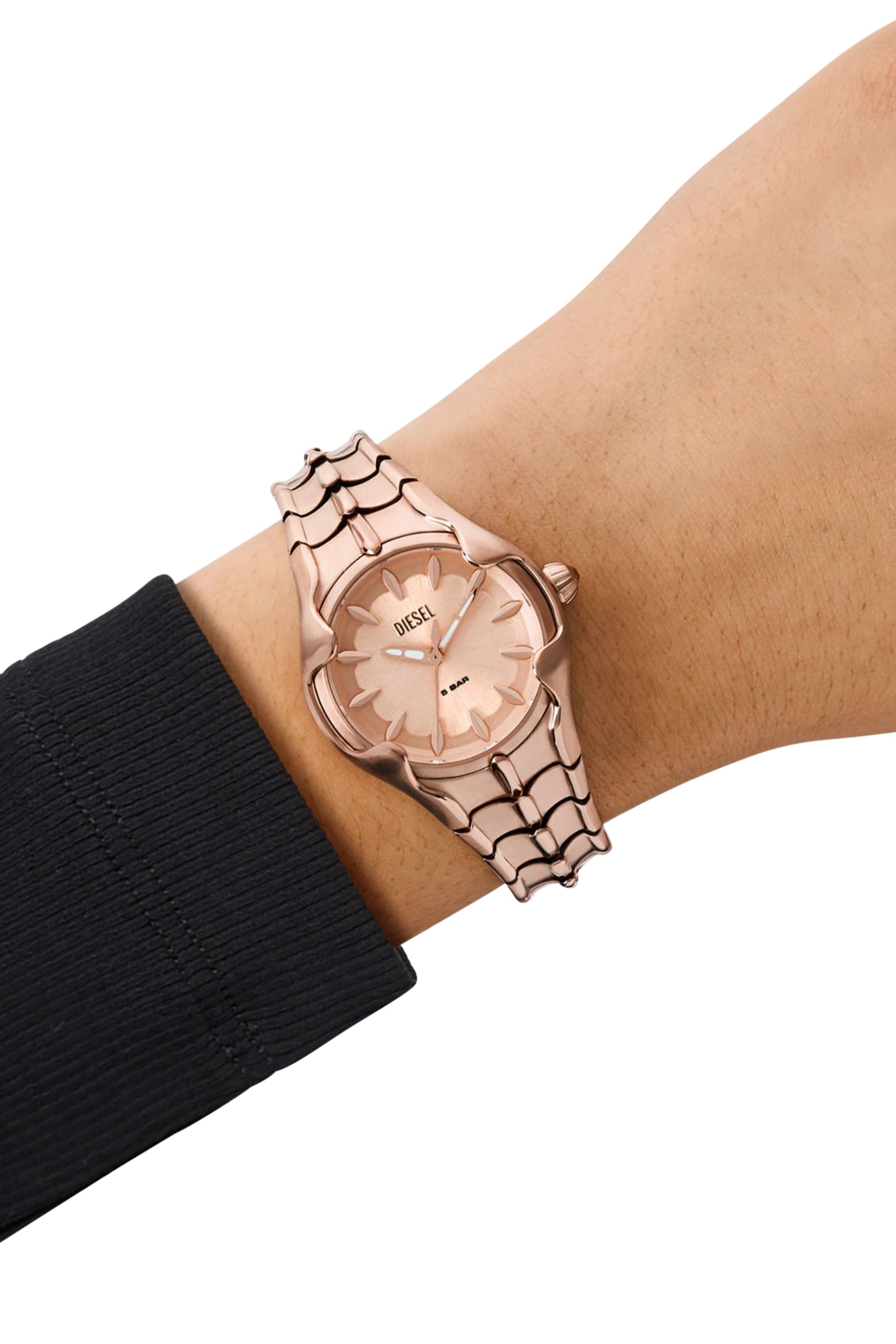 Diesel - DZ5604, Female's Vert three-hand rose gold-tone stainless steel watch in ピンク / ホワイト - 4