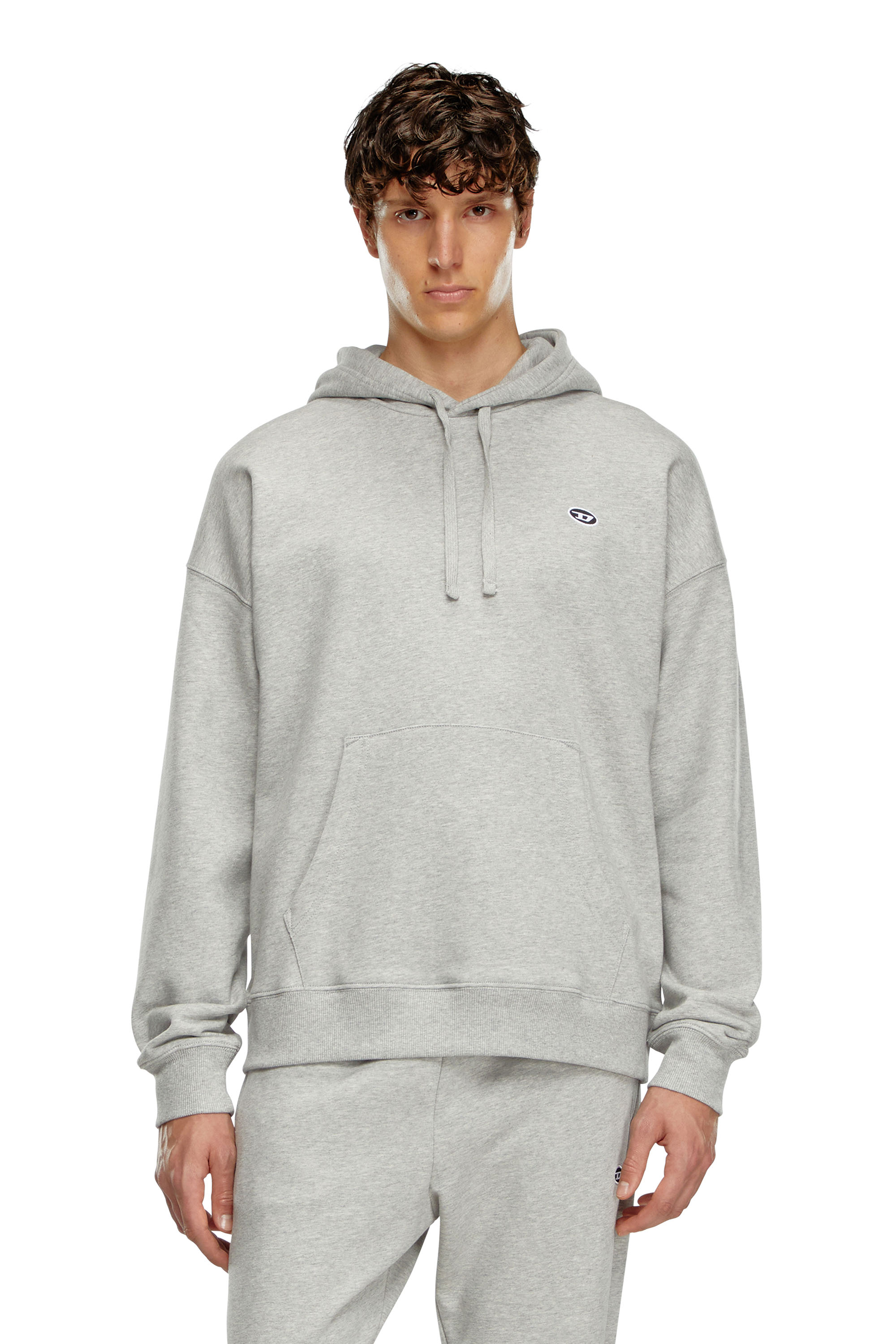 Diesel - S-ROB-HOOD-DOVAL-PJ, Male Hoodie with oval D patch in グレー - Image 1