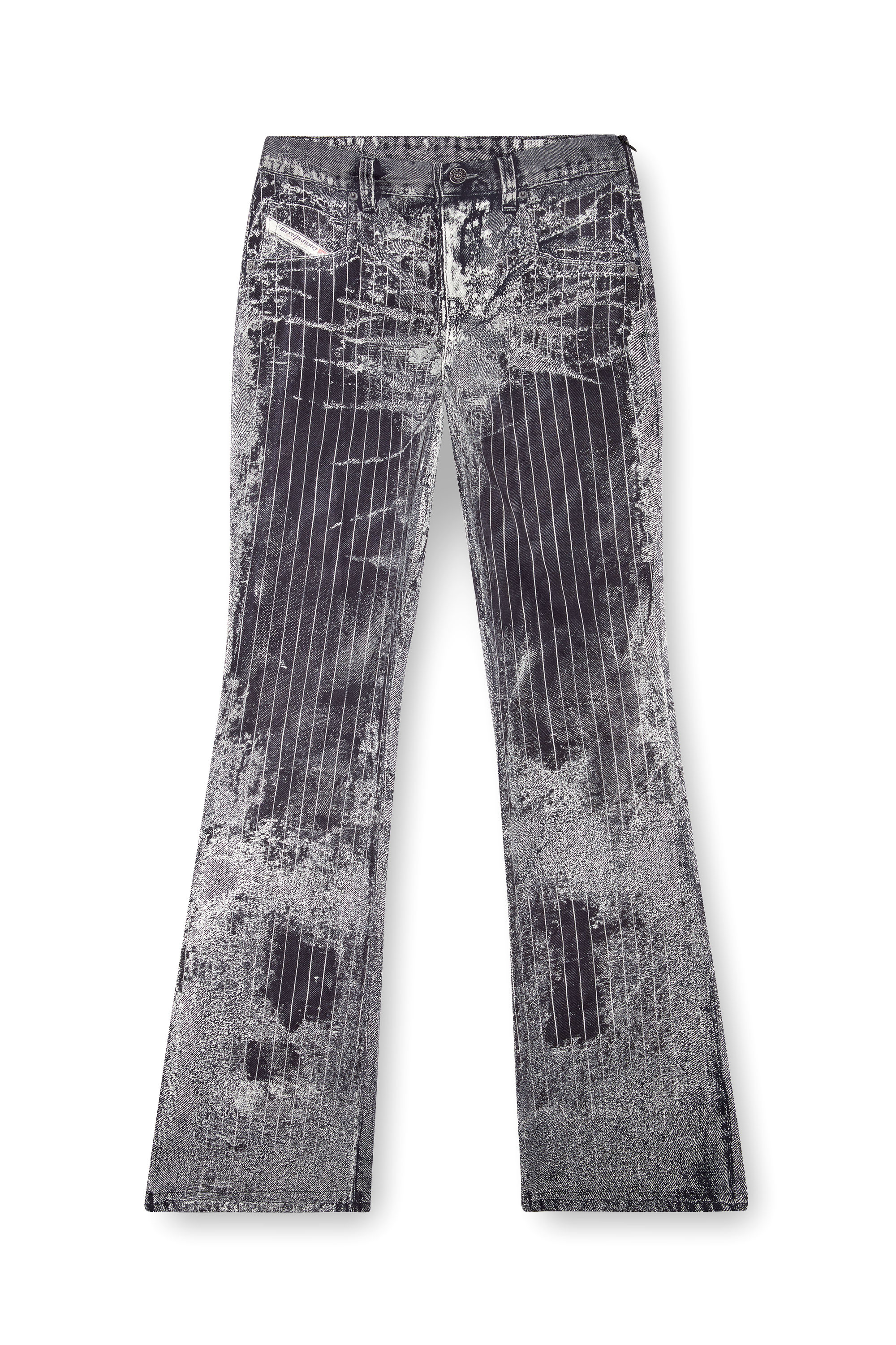 Diesel - P-RETTY, Female Bootcut satin pants with pinstripe print in ブラック - Image 5