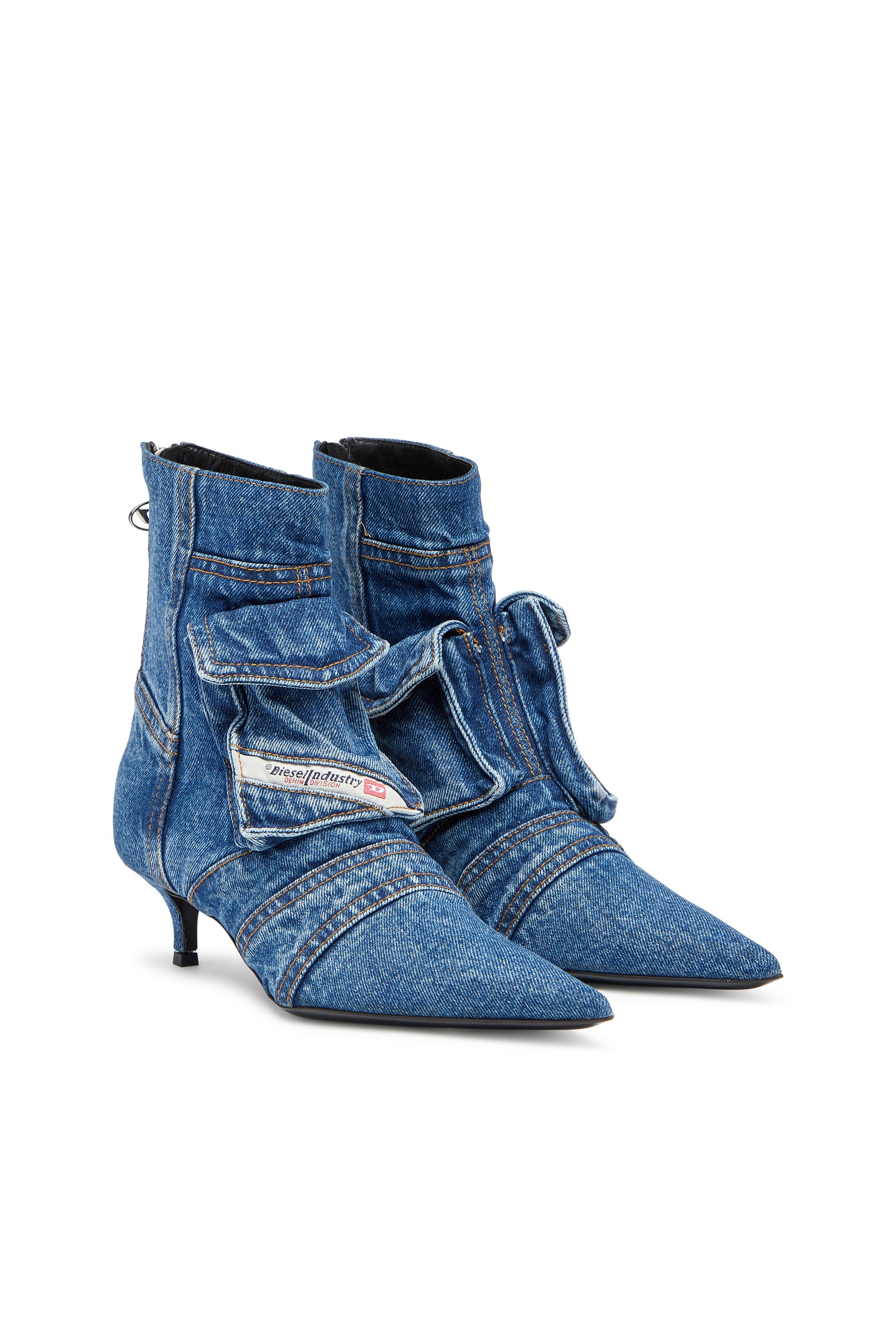 Diesel - D-VENUS POCKET LB, Female's D-Venus-Cargo ankle boots in washed denim in ブルー - 2