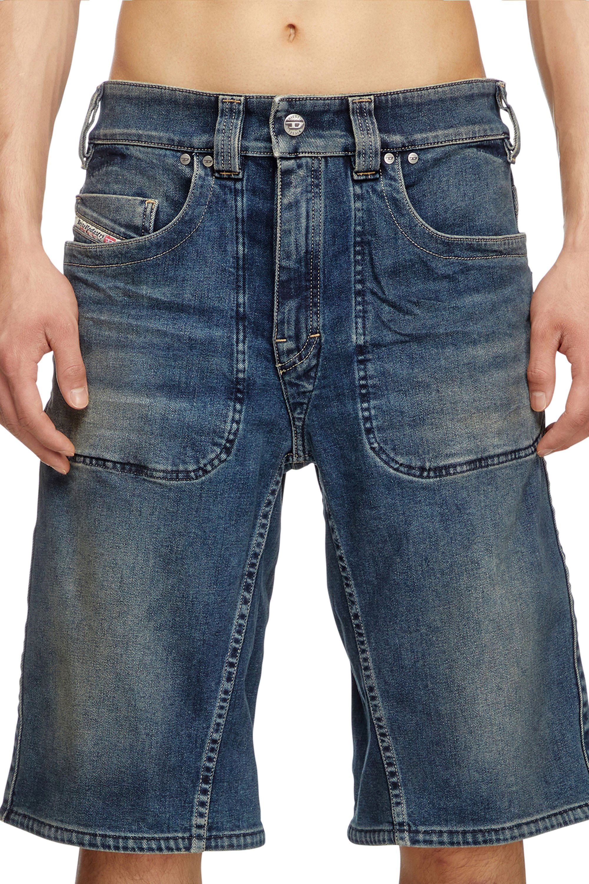 Diesel - D-MACRO-RE SHORT, Male's Bermuda shorts in Rehab denim in ダークブルー - 6