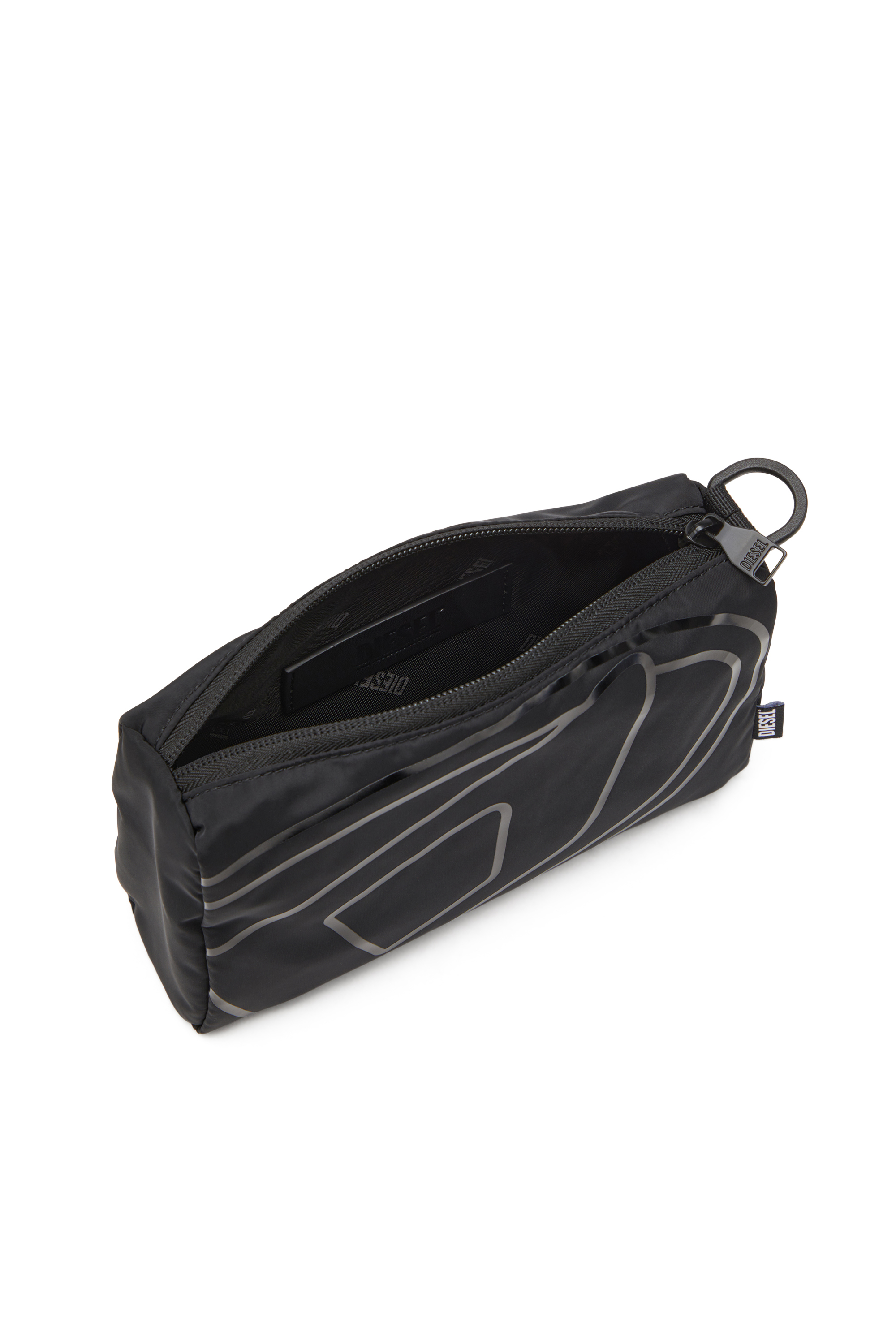 Diesel - DRAPE POUCH, Male's Nylon pouch with Oval D print in ブラック - 4