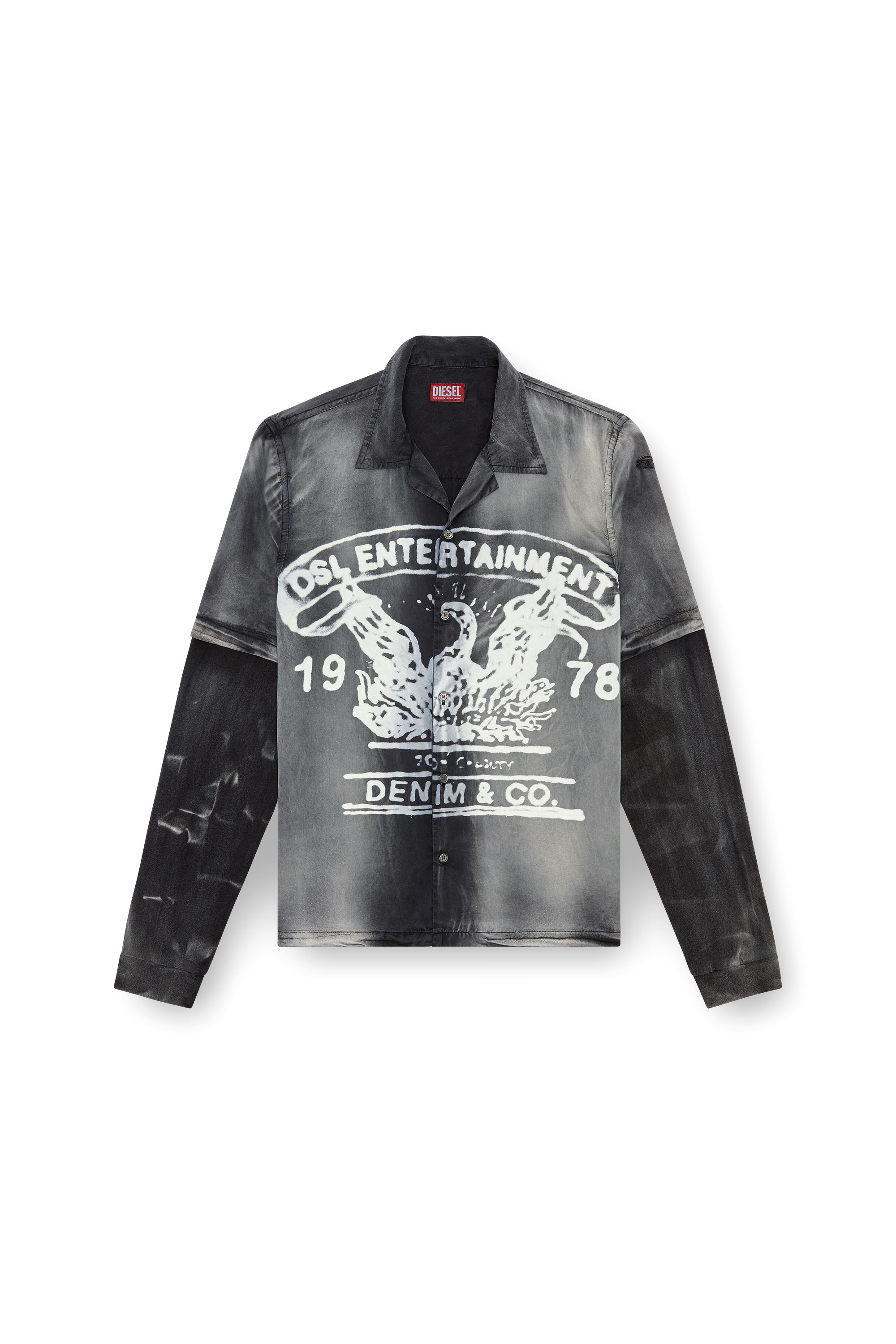 Diesel - S-EEKLO, Male Faded bowling shirt with logo graphic in マルチカラー - Image 3
