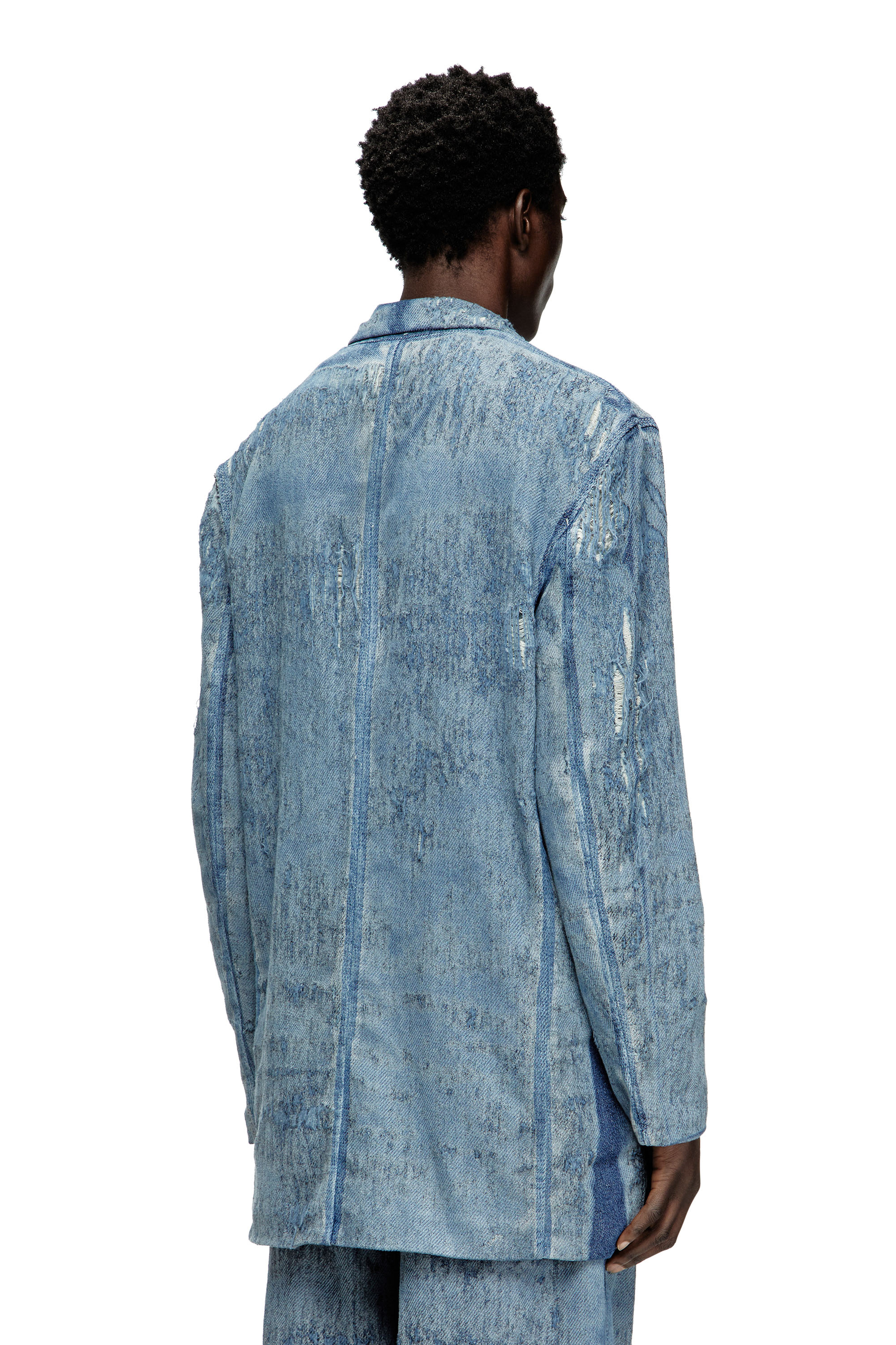 Diesel - D-PEKKA-FSG2, Unisex's Blazer in ultra-destroyed jacquard denim in ライトブルー - 5