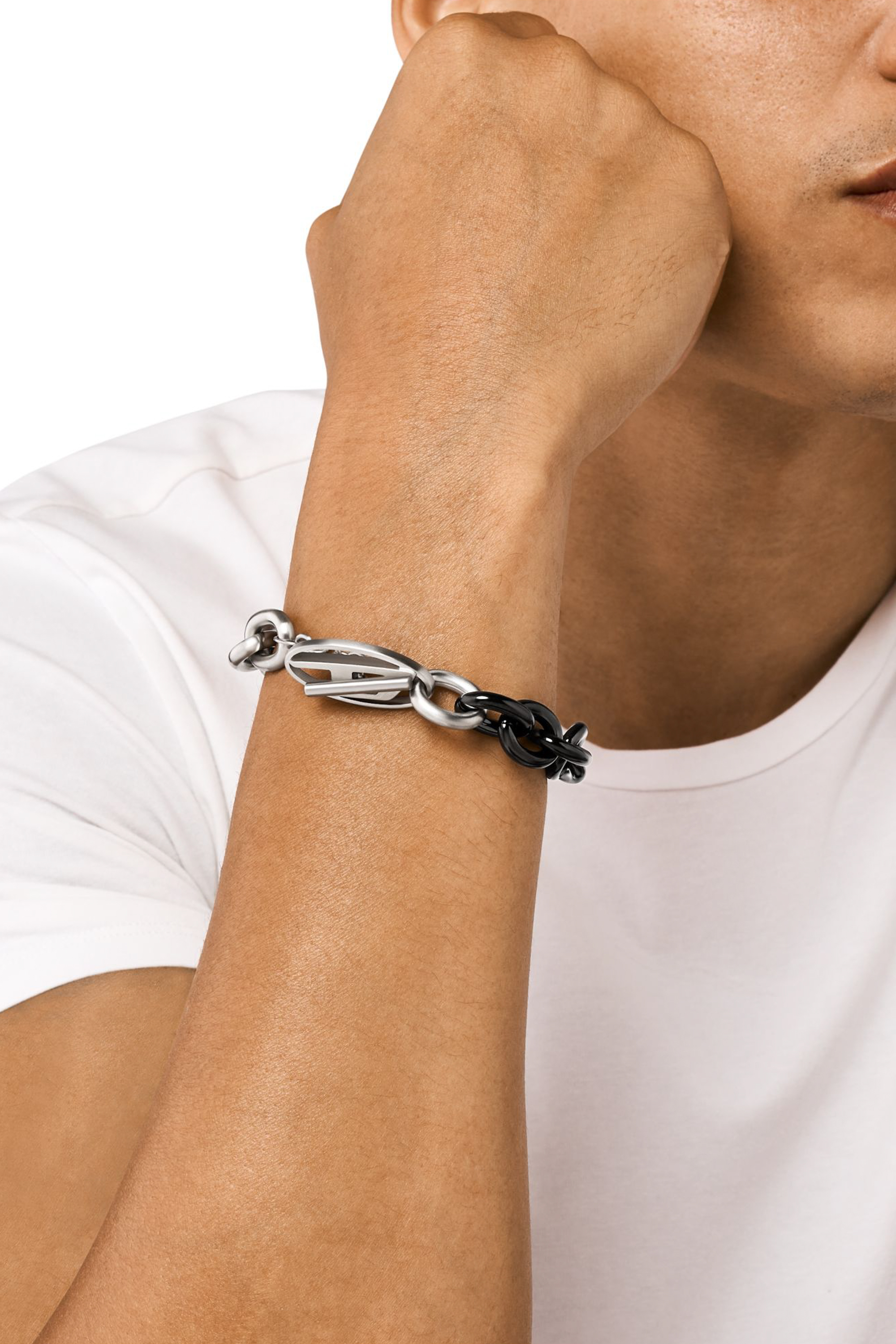 Diesel - DX1531931, Unisex's Two-Tone Stainless Steel Chain Bracelet in シルバー/ブラック - 3